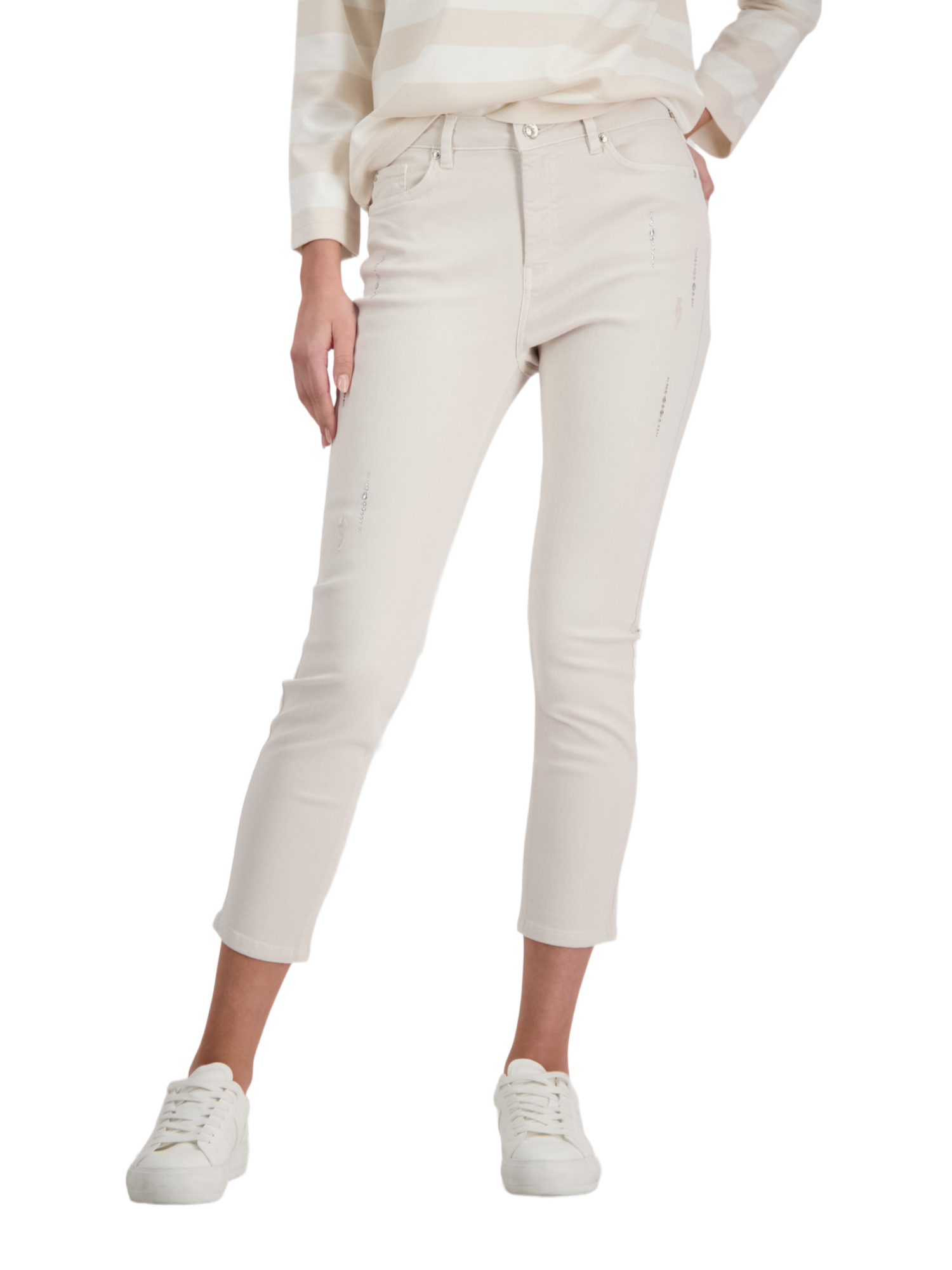 Jeans mit Strasssteinen Weiß 36