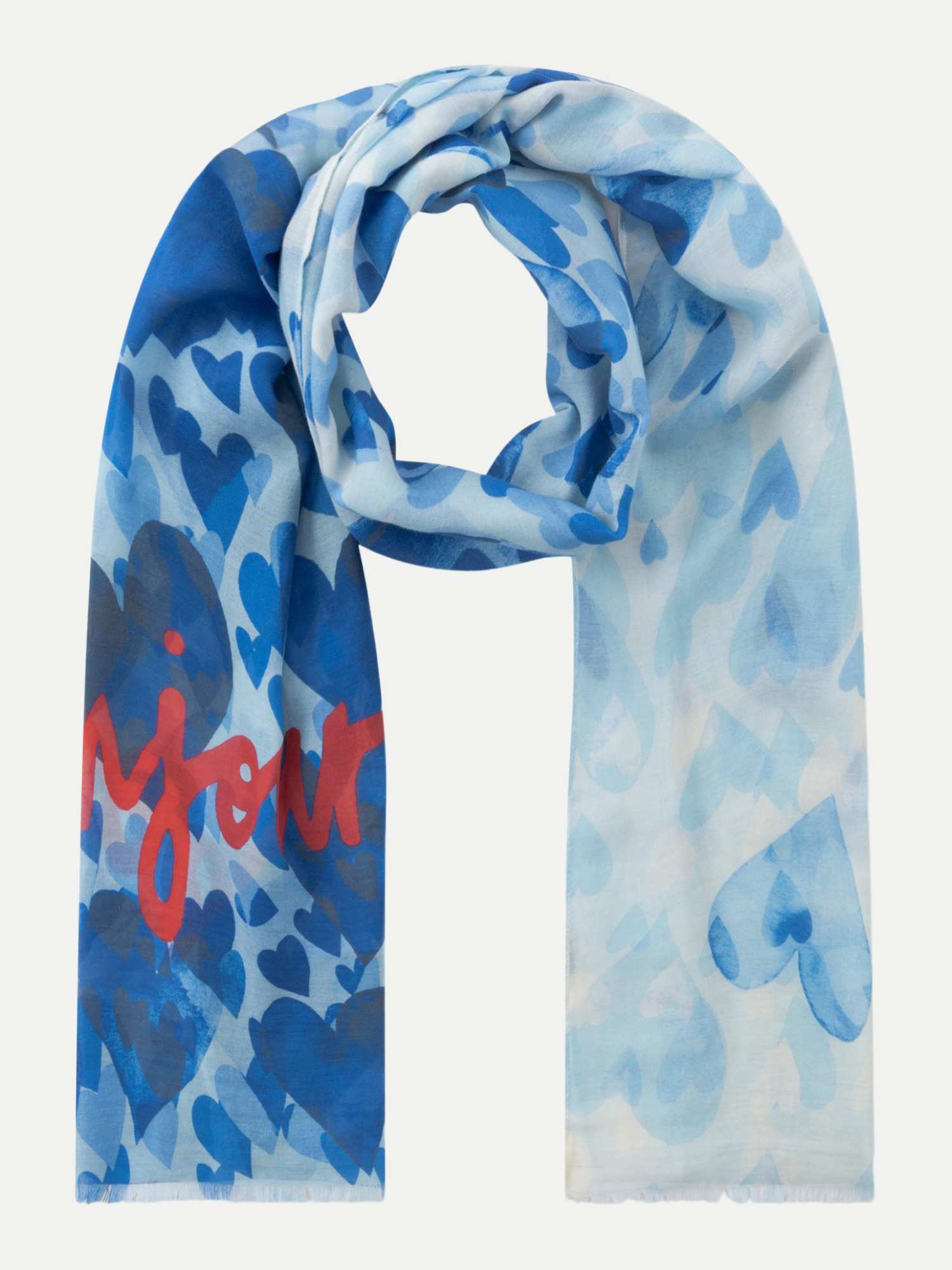 Schal mit Herz-Muster Blau 70X180CM