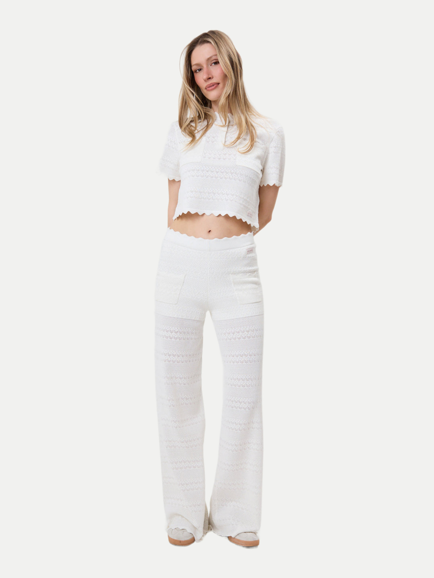Flared-Fit Strickhose Aurea Weiß L