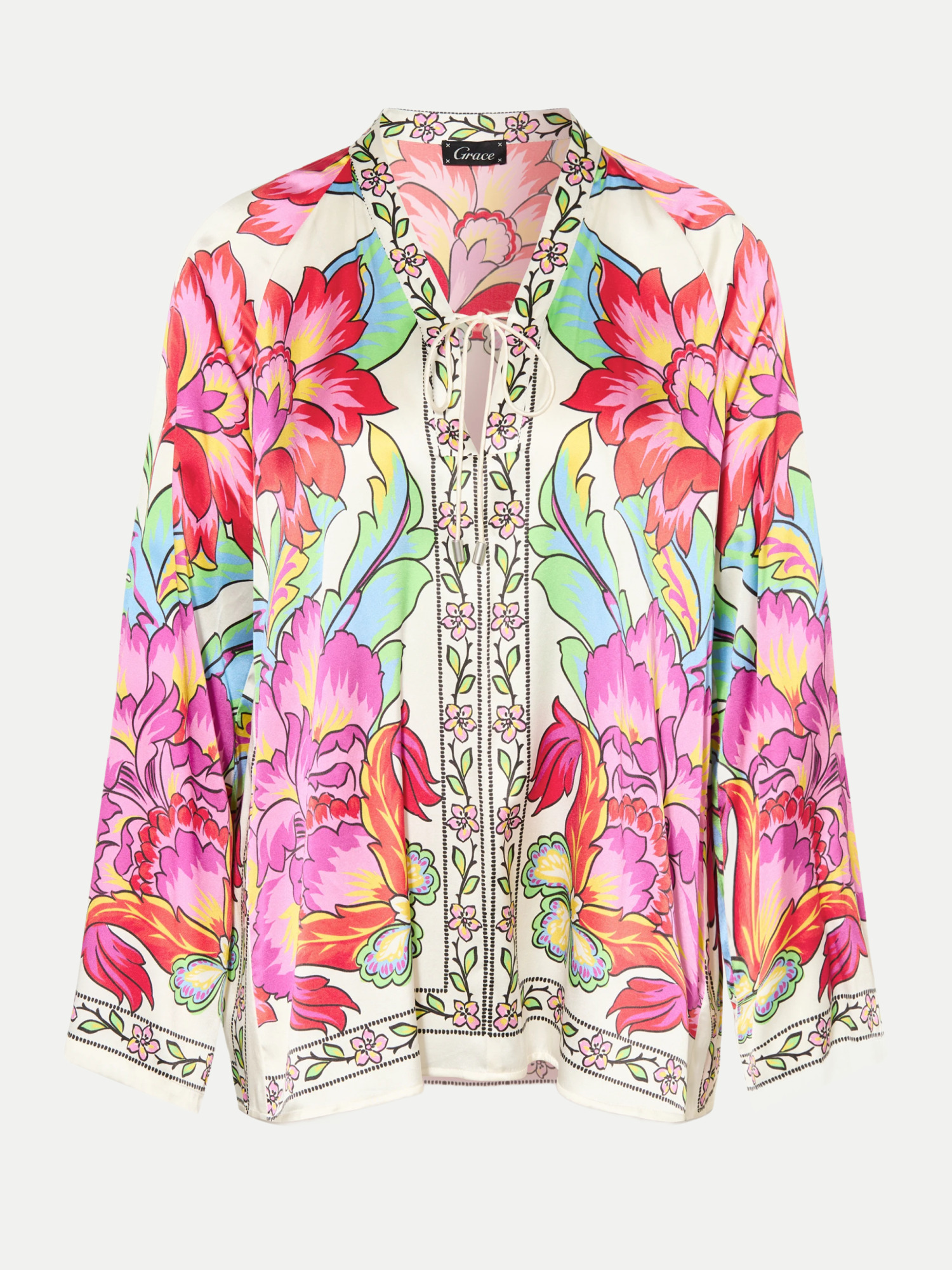 Bluse mit Allover Blumenprint Mehrfarbig M