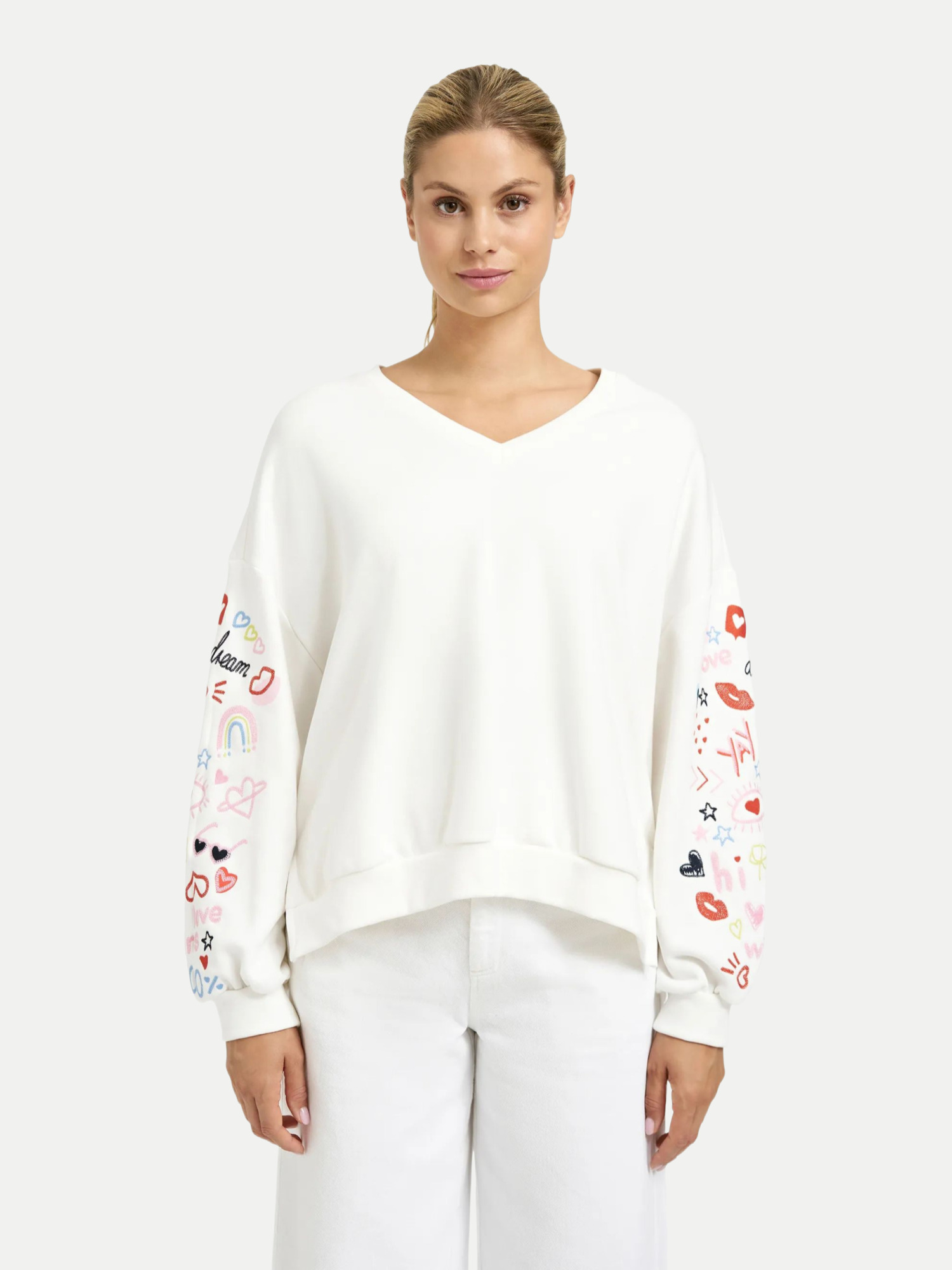 Sweatshirt Embroide Weiß L