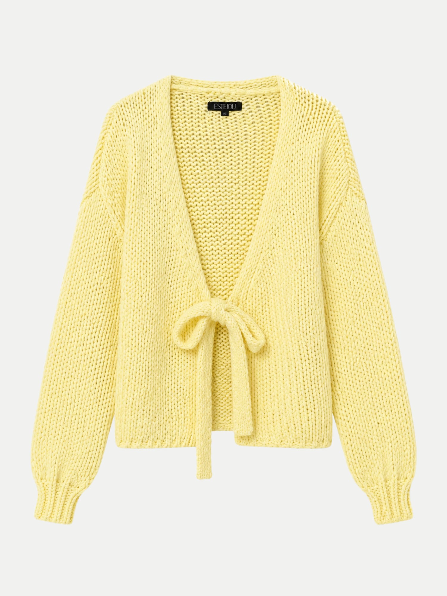 Strickjacke mit Bindeband Gelb M