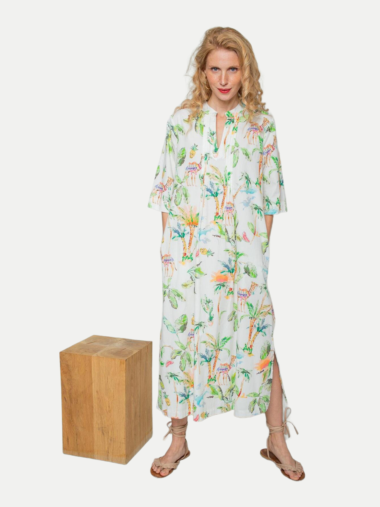 Maxi- Kleid mit Kamel-Print Mehrfarbig 36