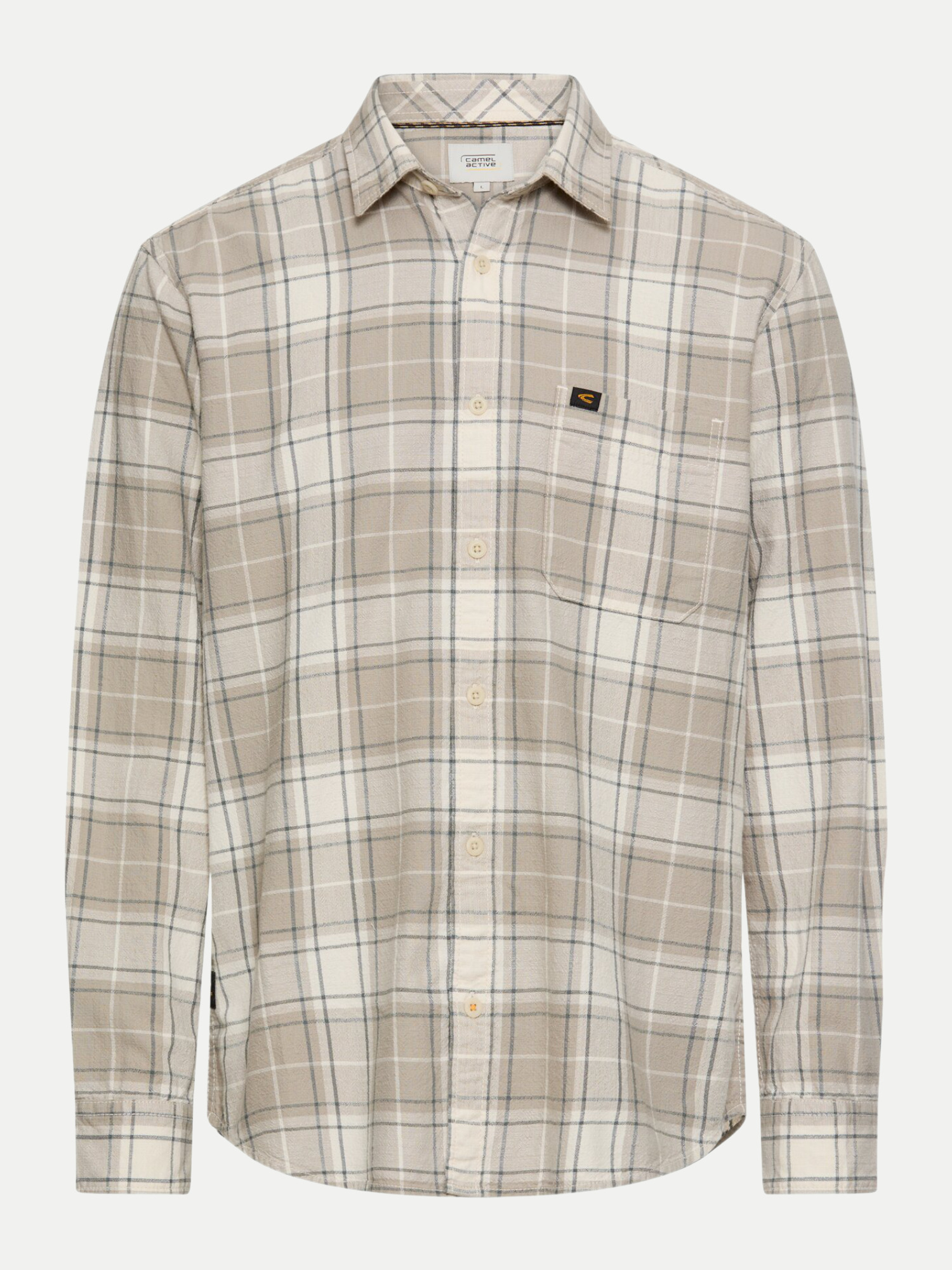 Langarmhemd mit Karomuster Beige 3XL