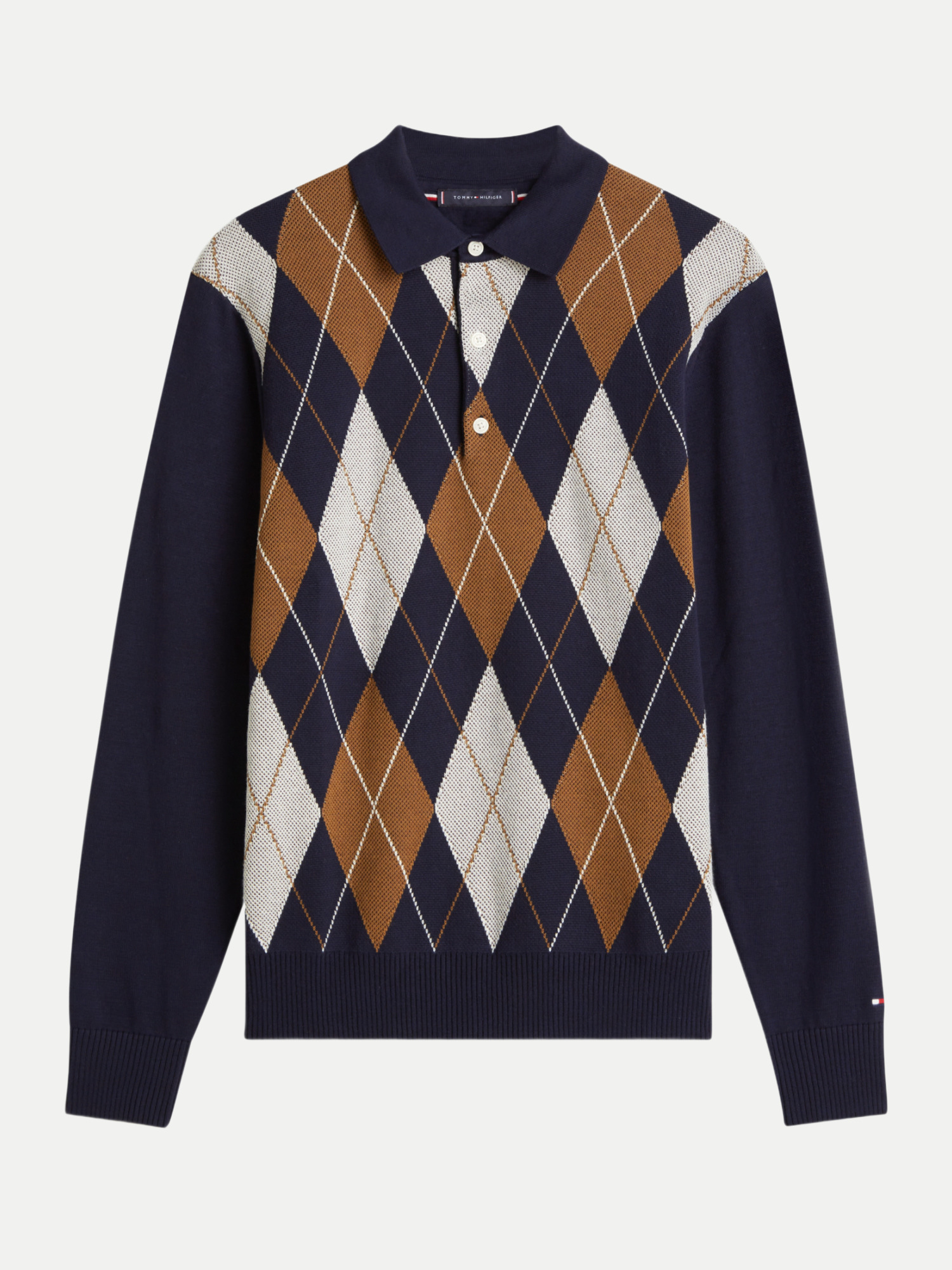 Strickpullover mit Polo-Kragen Blau XL