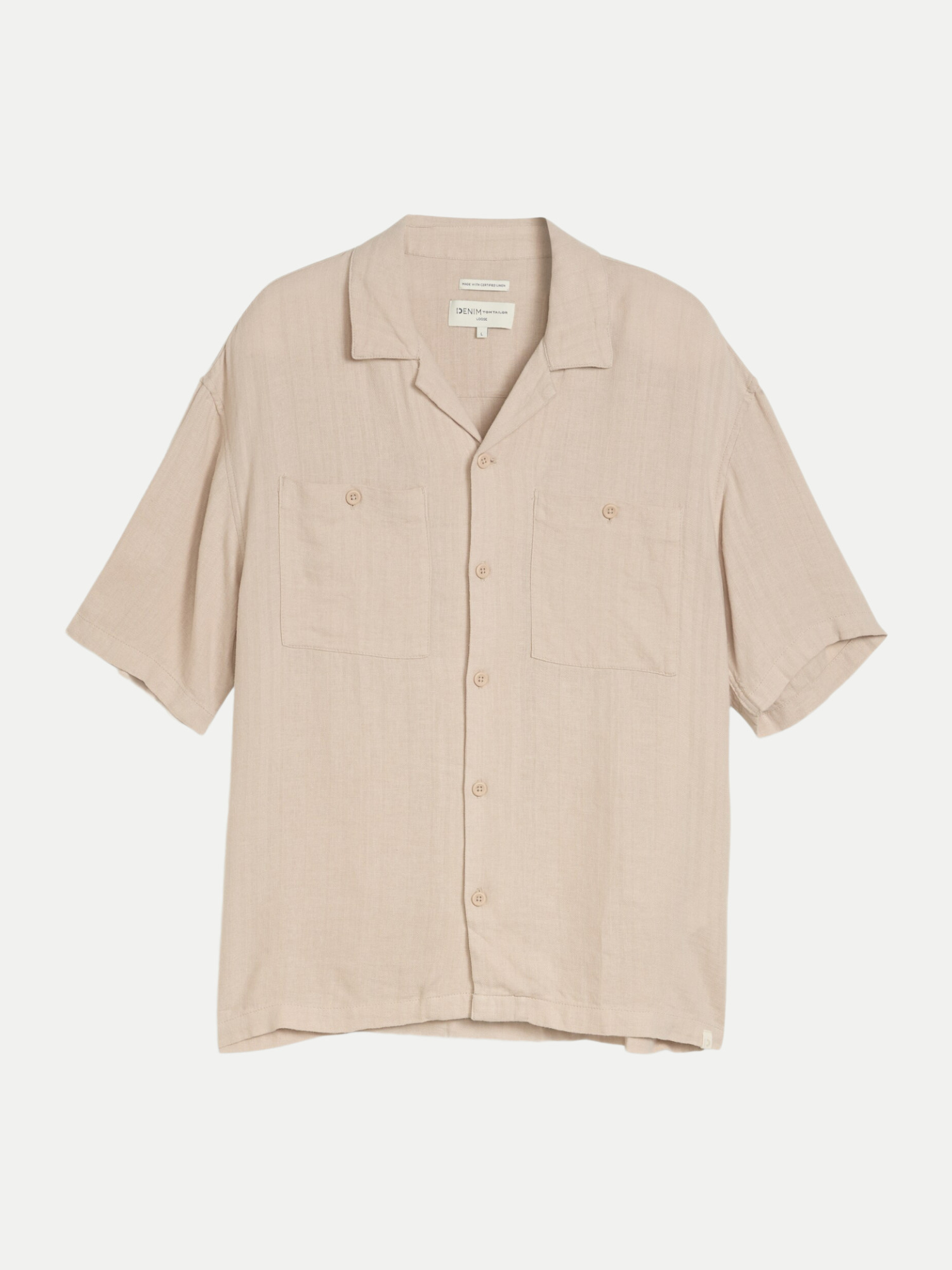 Kurzarm Leinenhemd Beige M