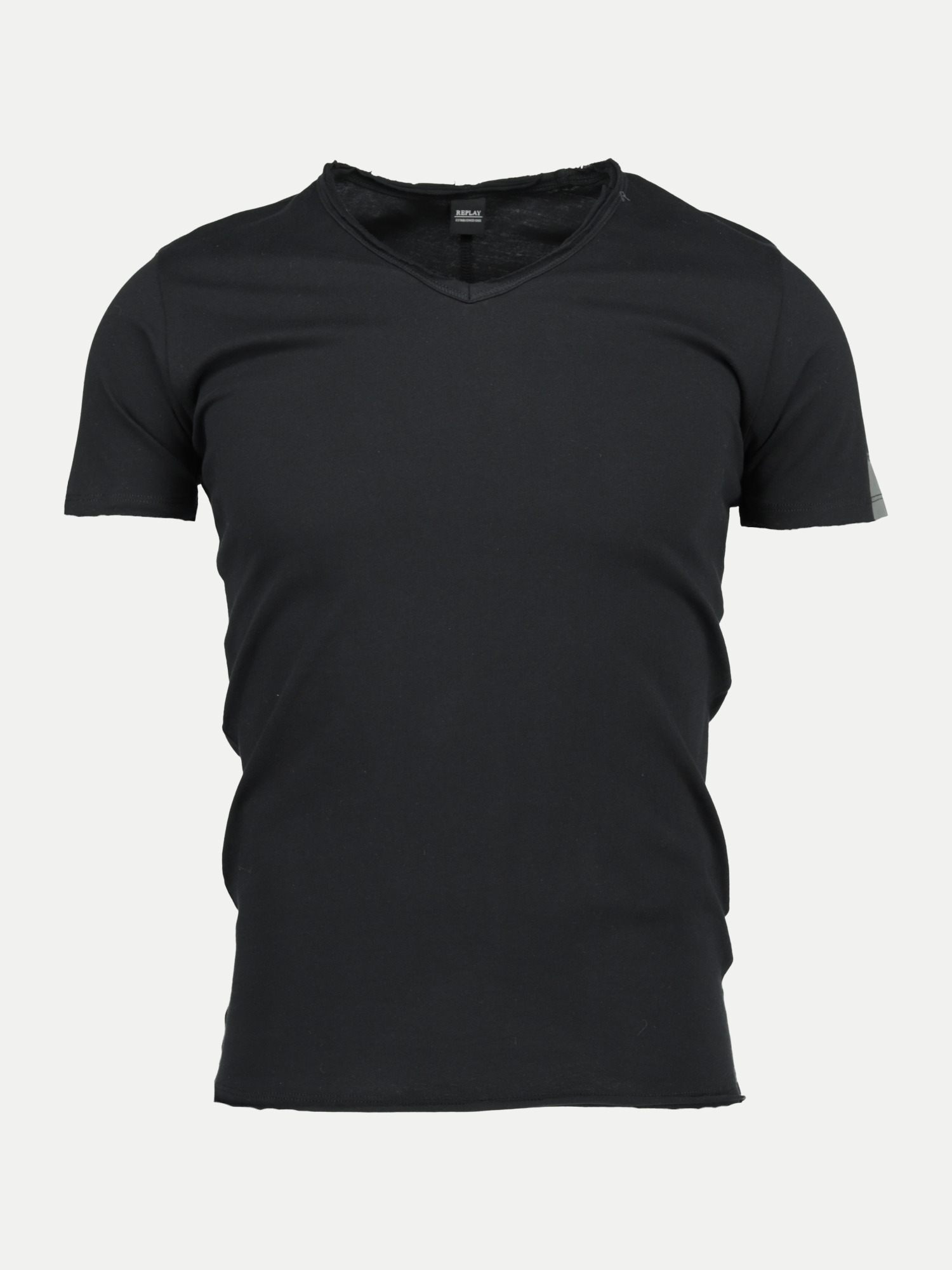 T-Shirt mit V-Ausschnitt Schwarz L