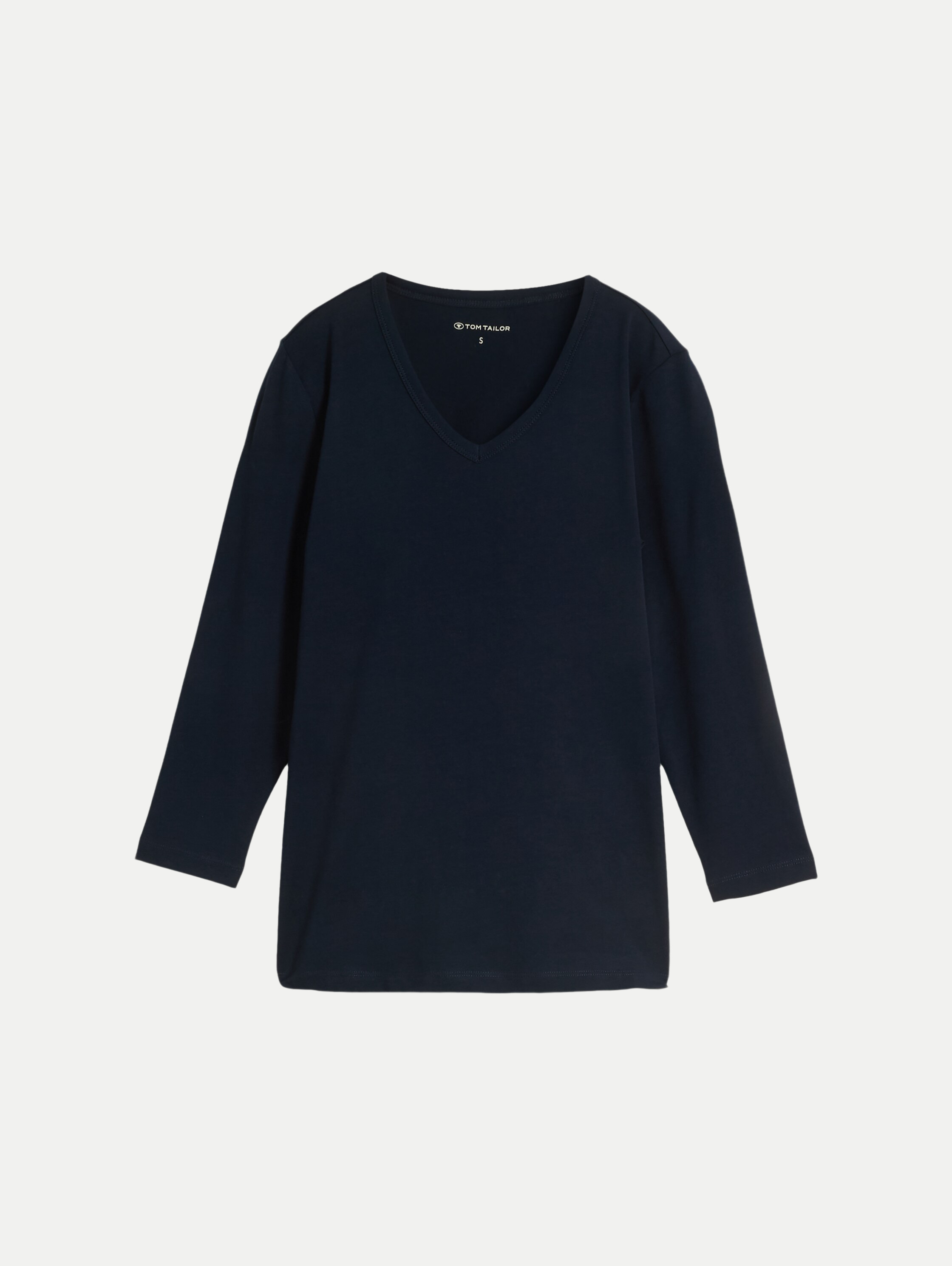 Basic Langarmshirt mit V-Ausschnitt Blau XL