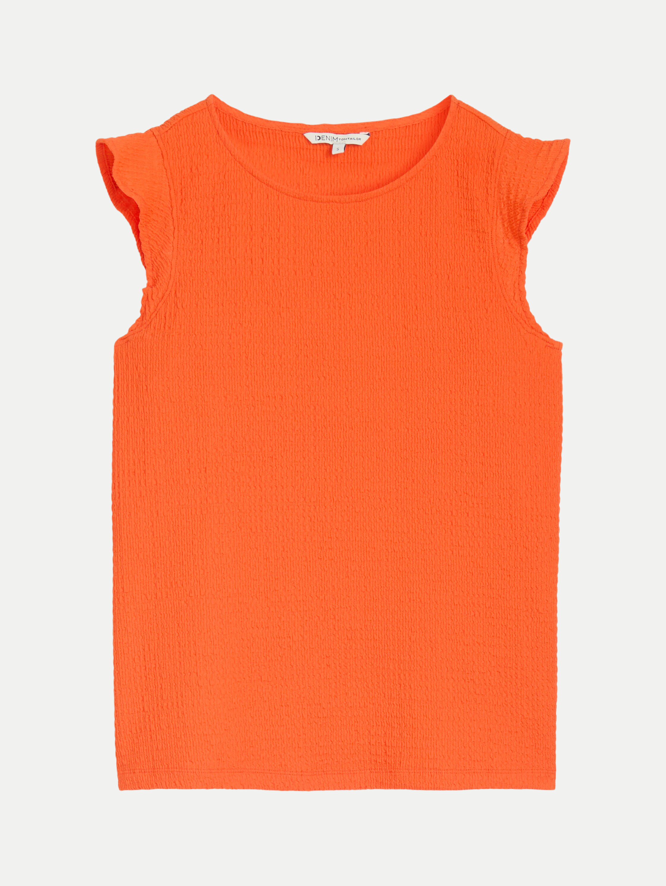 Loose Fit Crinkle Top mit Volants Orange M