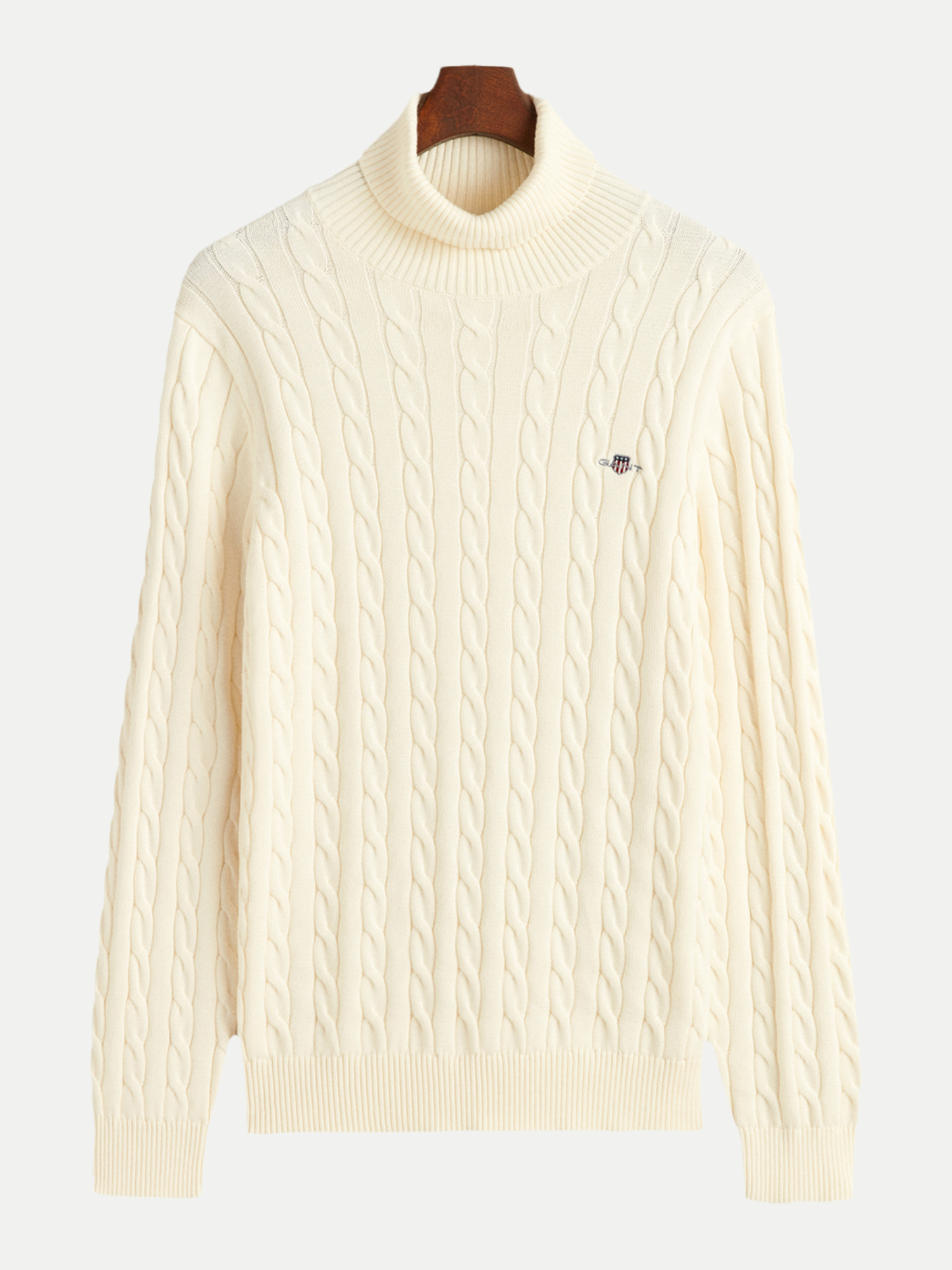 Zopfstrick Rollkragenpullover Weiß XXXL