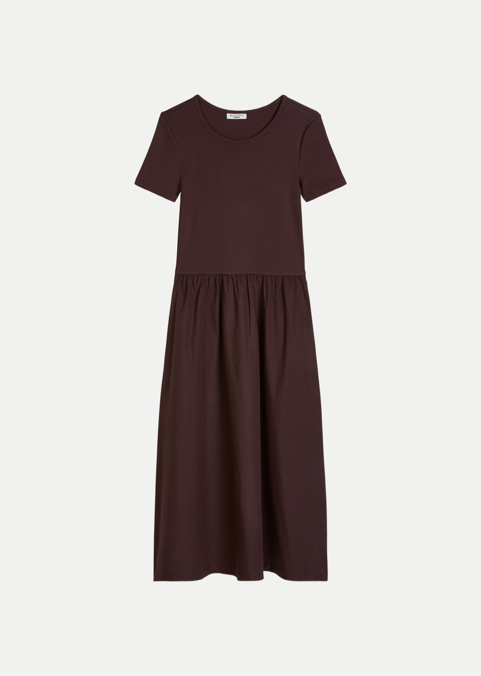 Marc O' Polo Jerseykleid mit Baumwoll-Popelinerock Braun XL