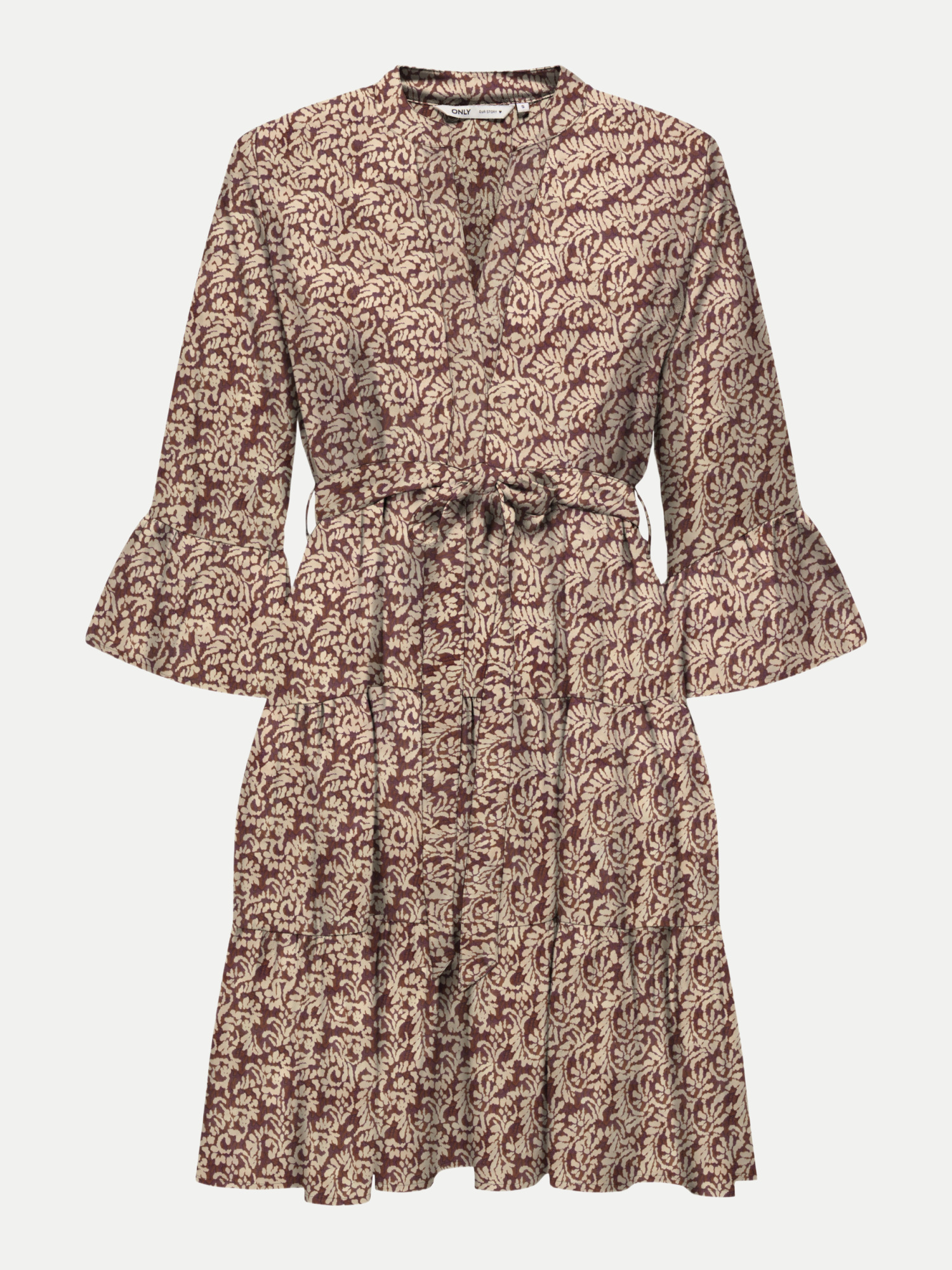 Kurzes Kleid mit 3/4 Arm Mehrfarbig S