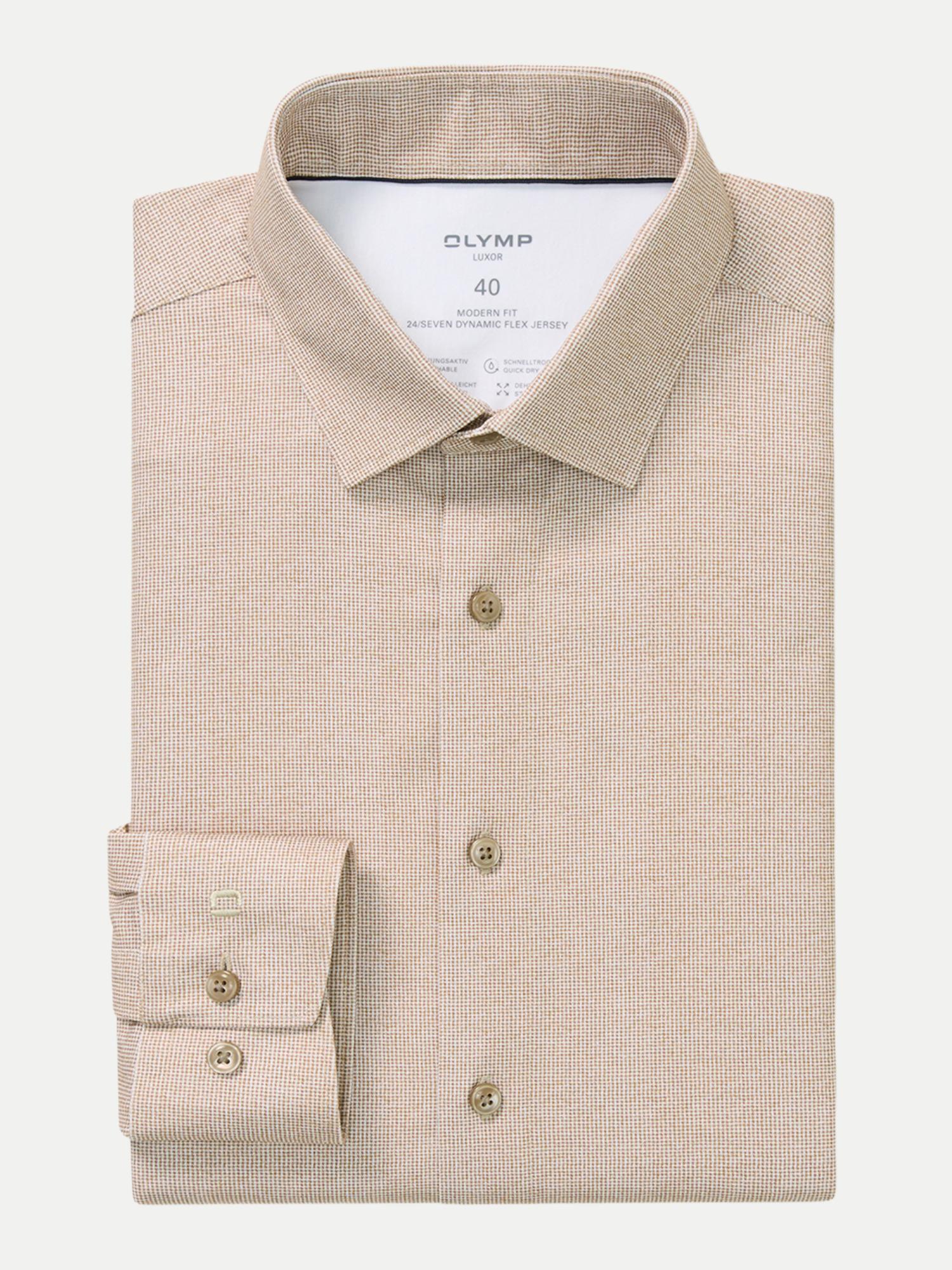 Olymp Regular-Fit Hemd Beige 43