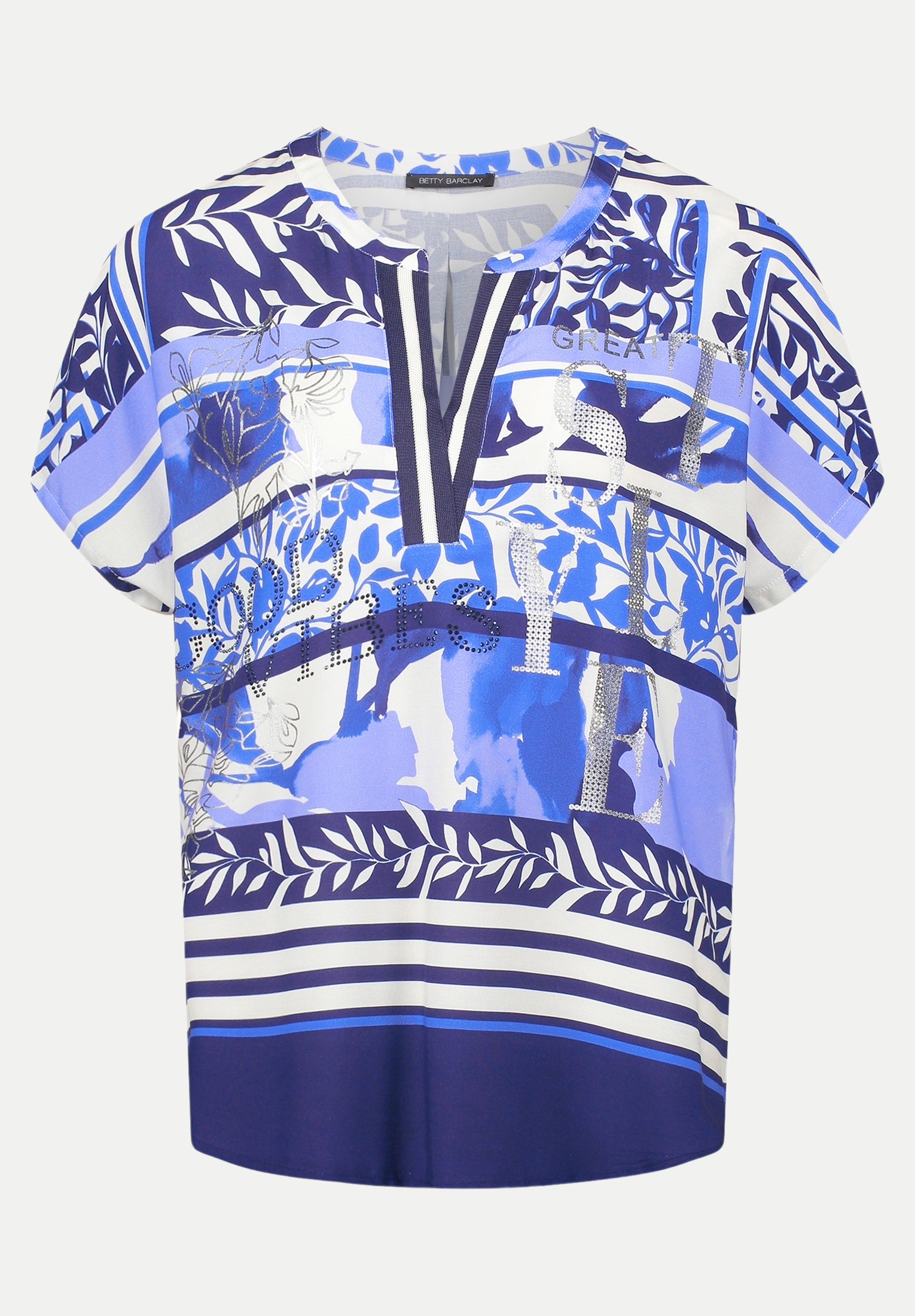Bluse mit Allover-Print Blau 44
