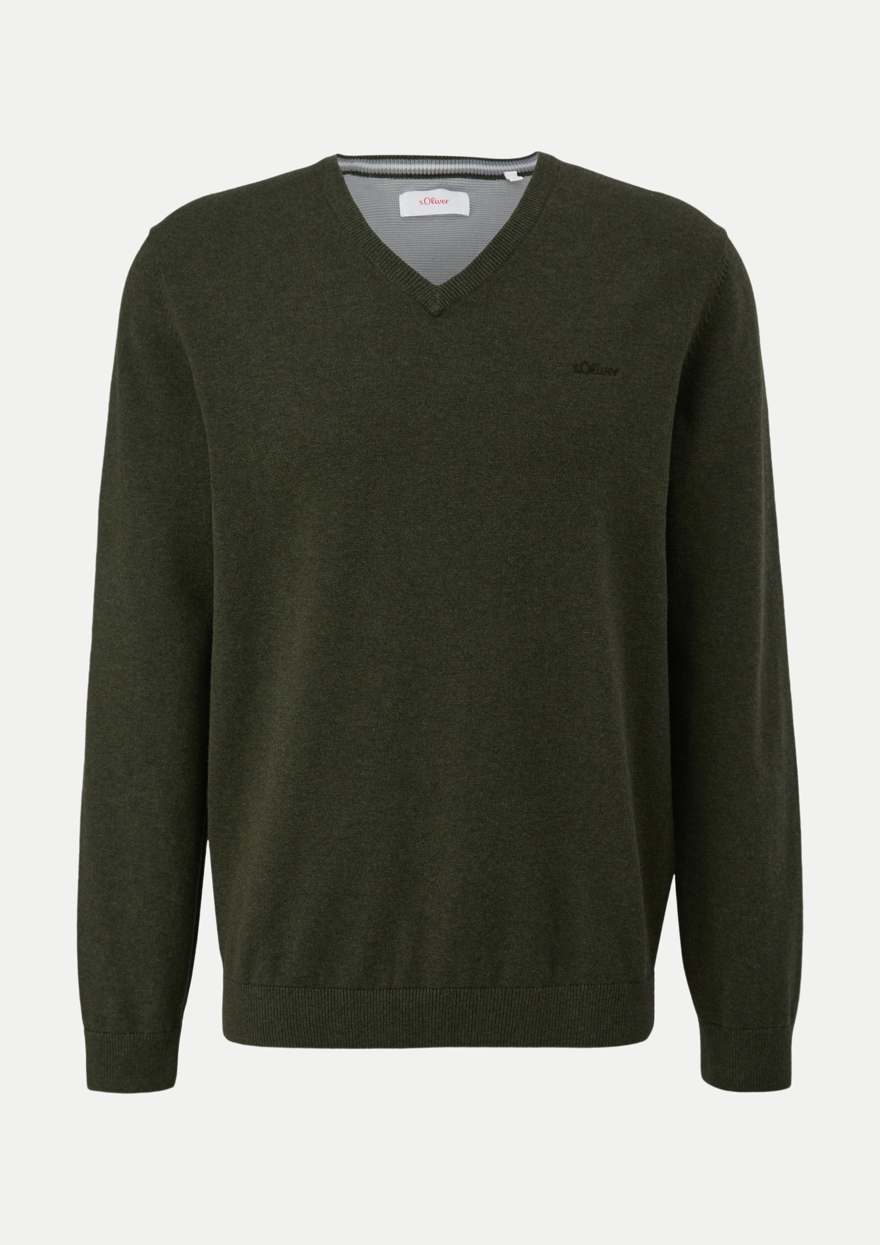RED LABEL Strickpullover mit V-Ausschnitt Grün 3XL
