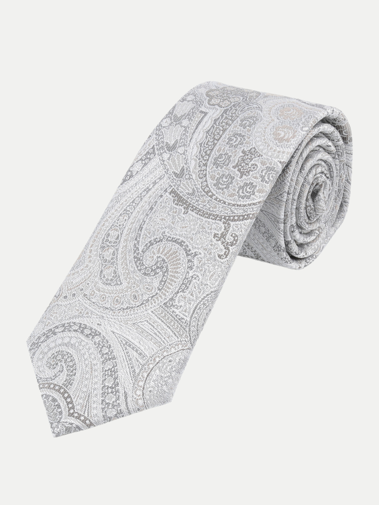 Krawatte mit Paisley-Muster 7cm Grau