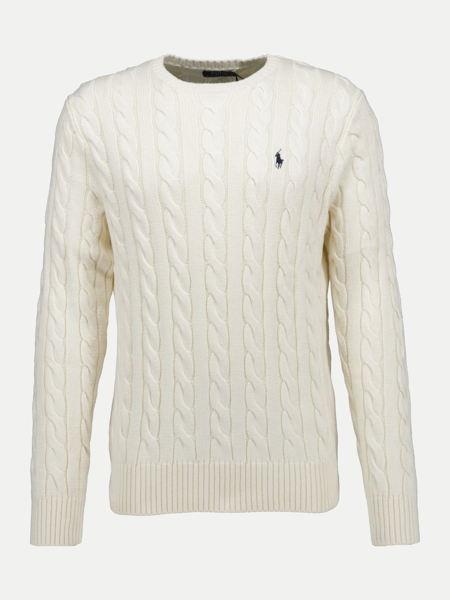 Polo Zopfstrick-Pullover mit Logo-Stick Weiß L