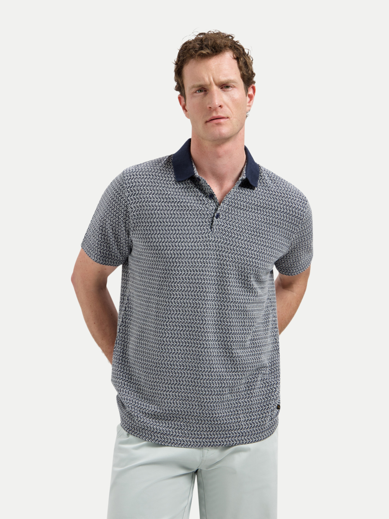 Gestricktes Poloshirt Blau XXL