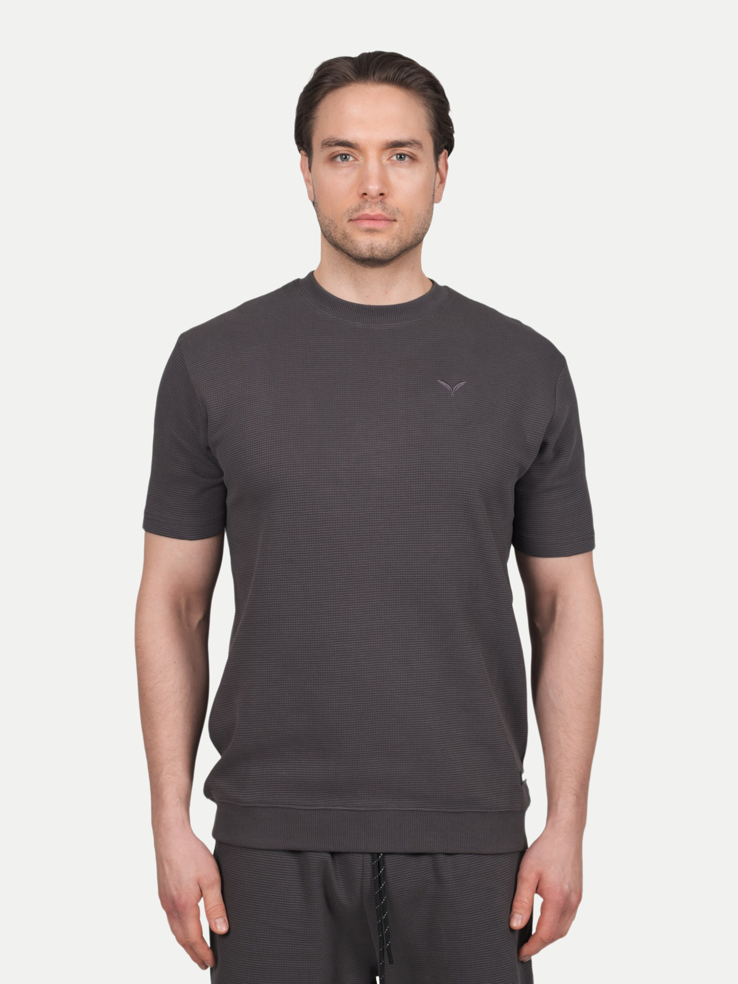 T-Shirt Strukturiert Shört Grau L