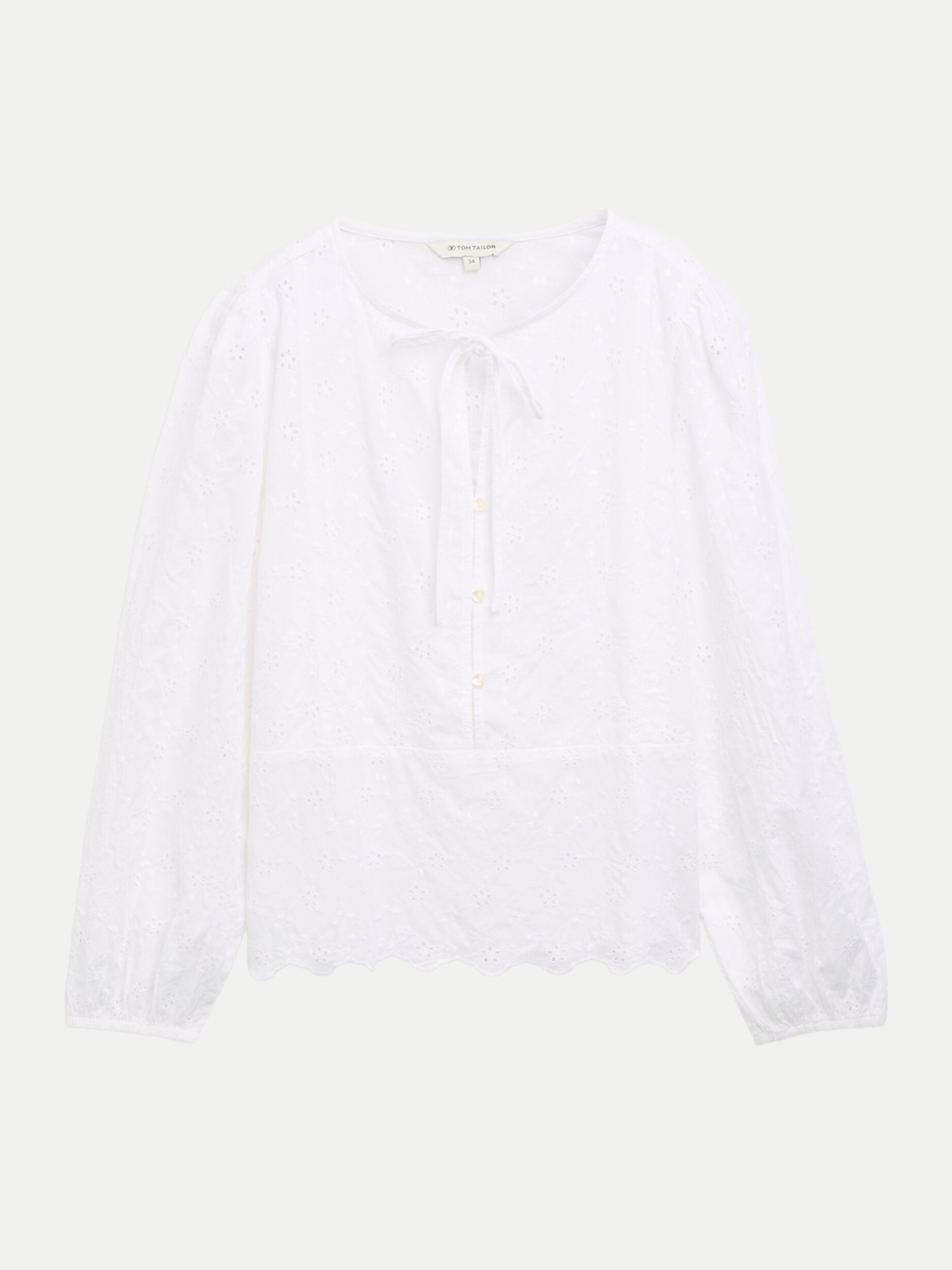 Blouse schiffli longsleeve Weiß 44