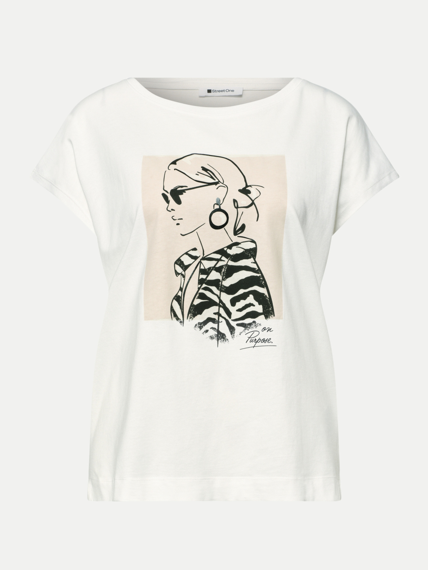 T-Shirt mit Front-Print Weiß 40