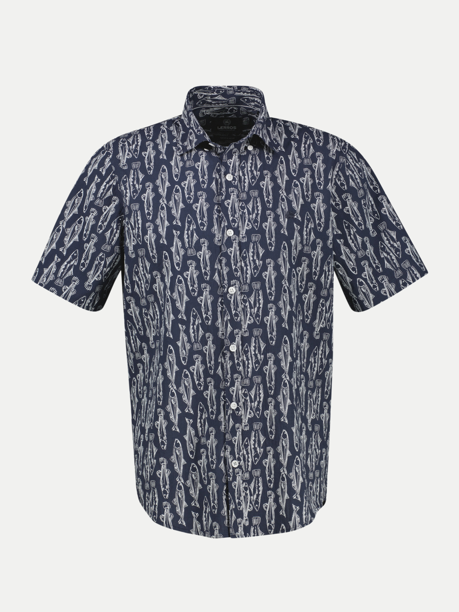 Lerros Kurzarmhemd Fish Blau XL