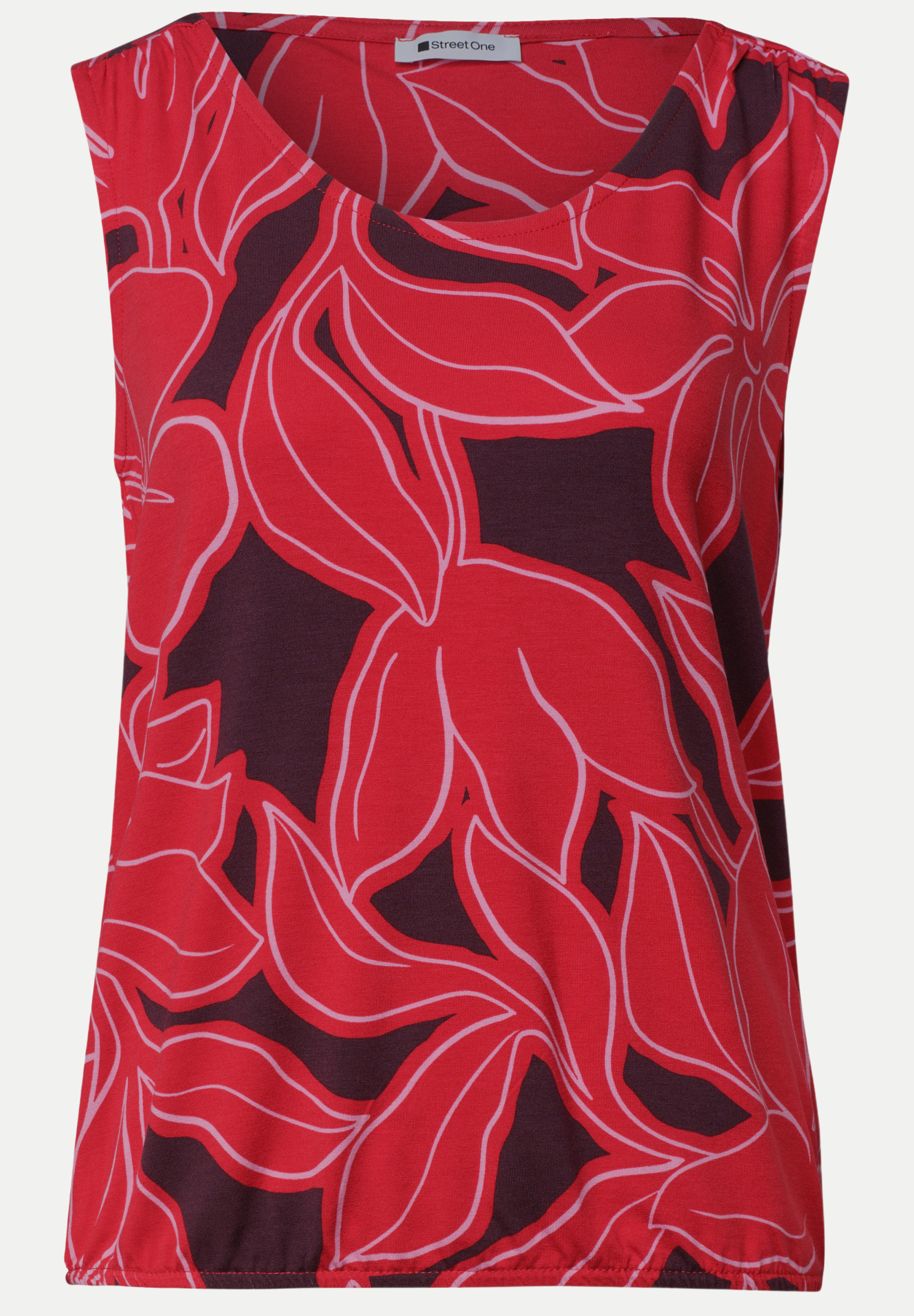 Top mit V-Neck und Elastiksaum Rot 36