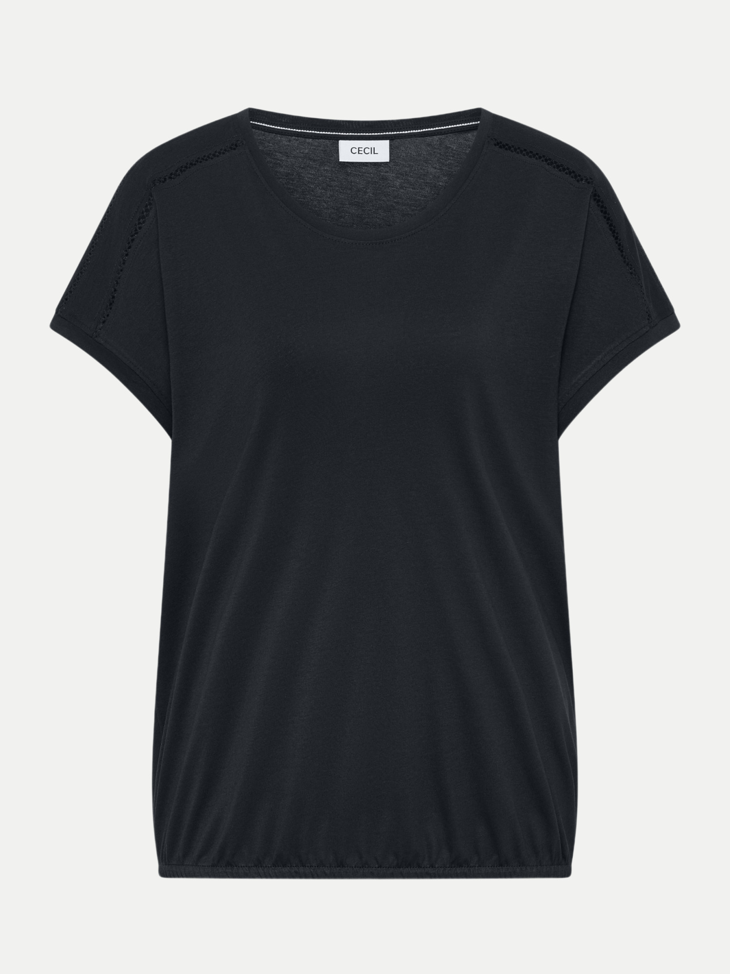 T-Shirt mit Spitzendetails Schwarz M