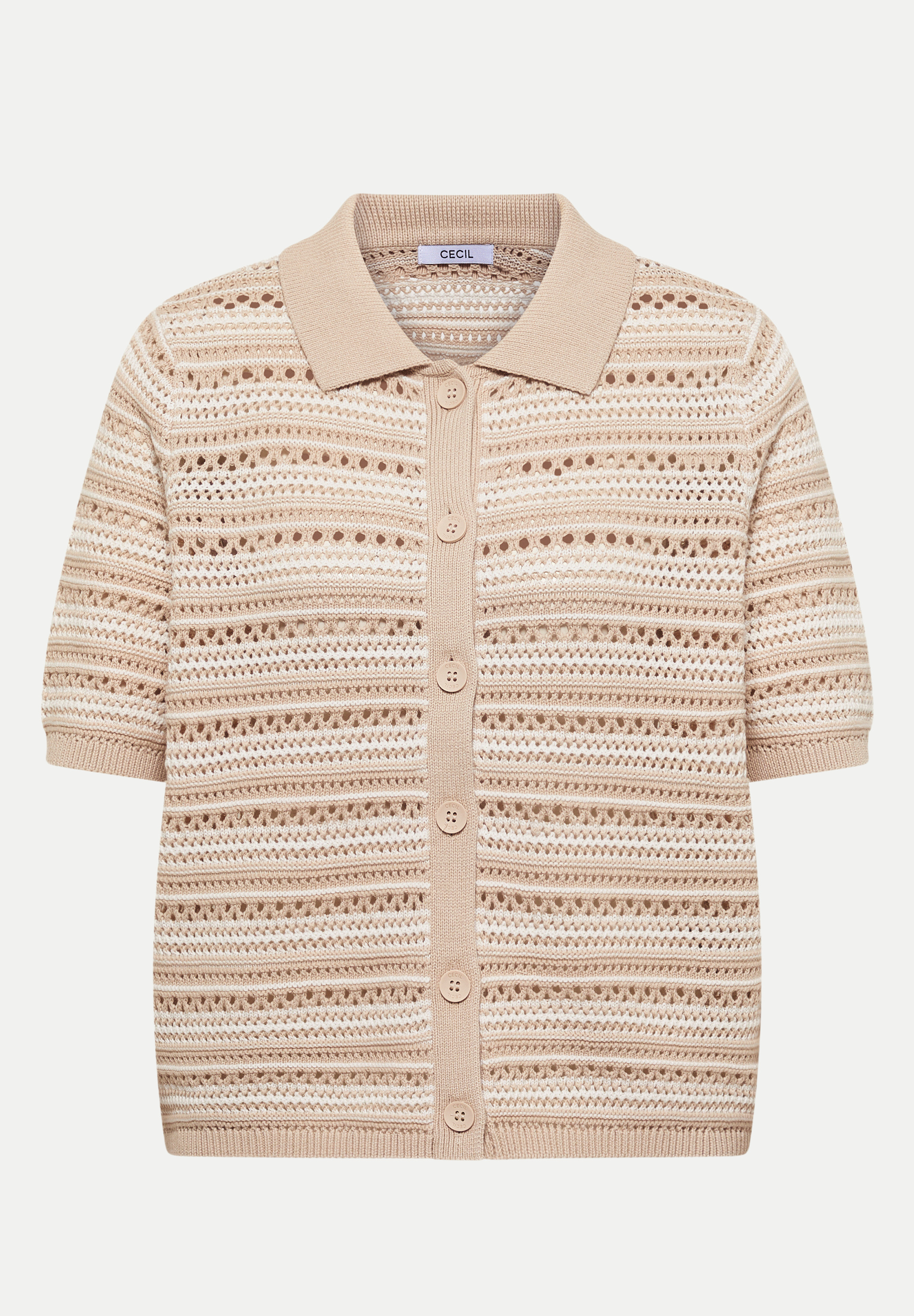 Cardigan mit Polokragen Beige S