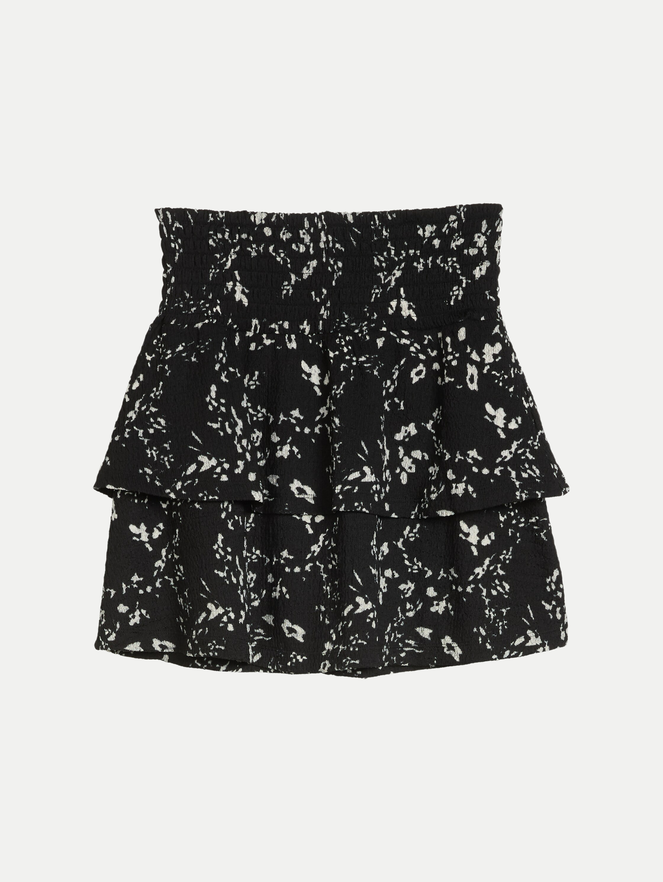 Crinkle Mini-Rock mit Volants Schwarz S
