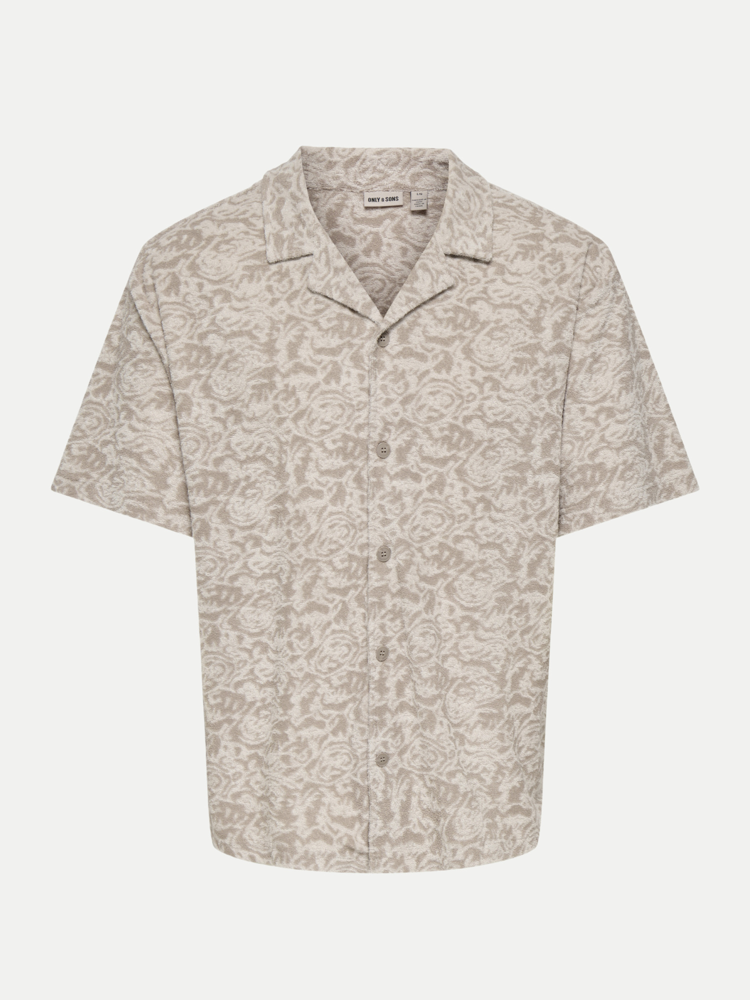 Frotteehemd mit Alloverprint Beige L