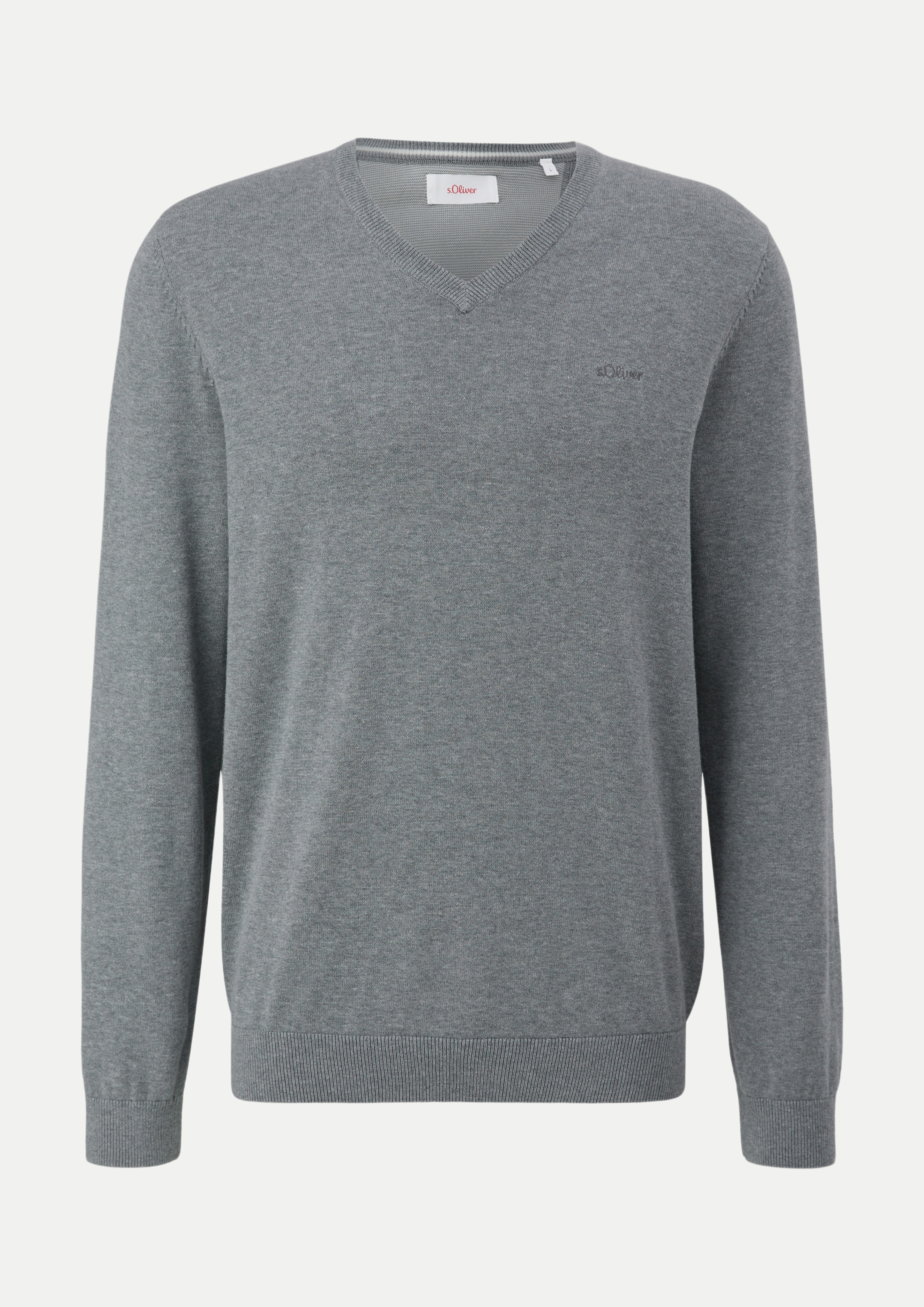 RED LABEL Strickpullover mit V-Ausschnitt Grau S