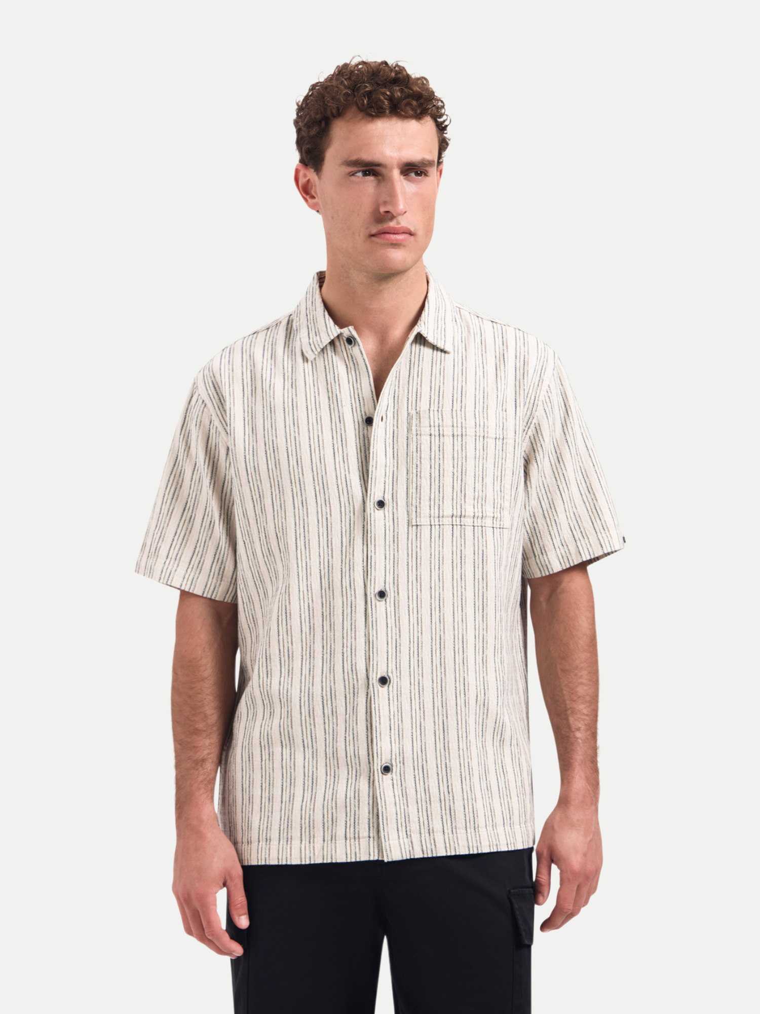 Kurzarm-Hemd Gestreift Beige XL