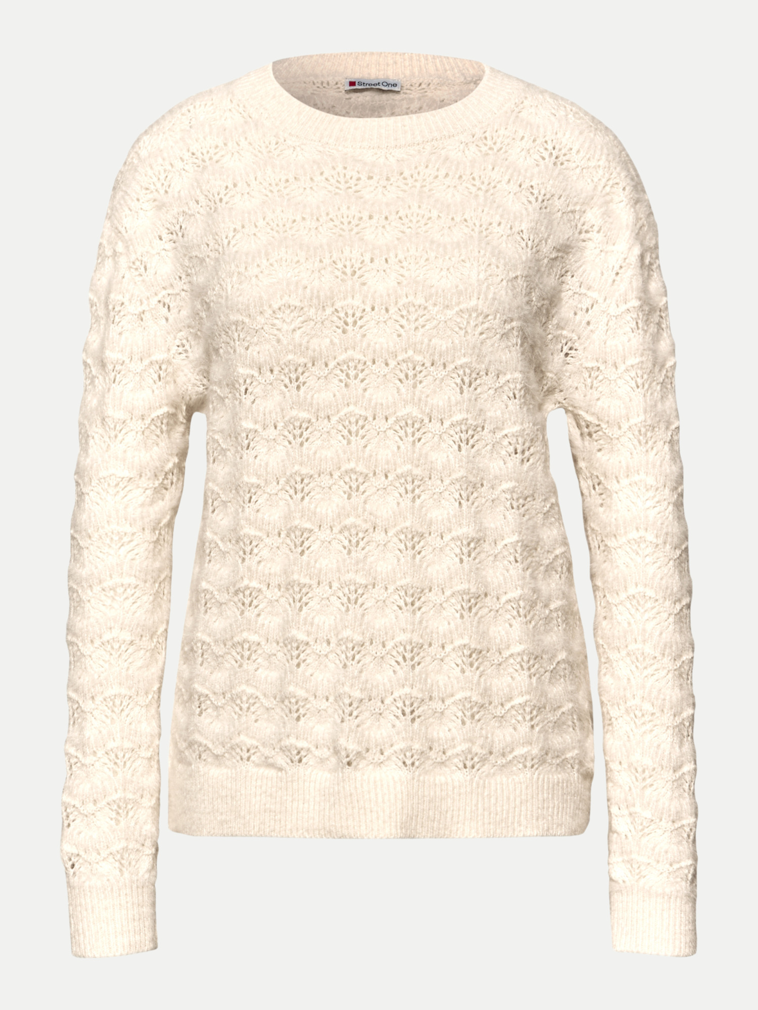 Flauschiger Strukturpullover Fluffy Weiß 40