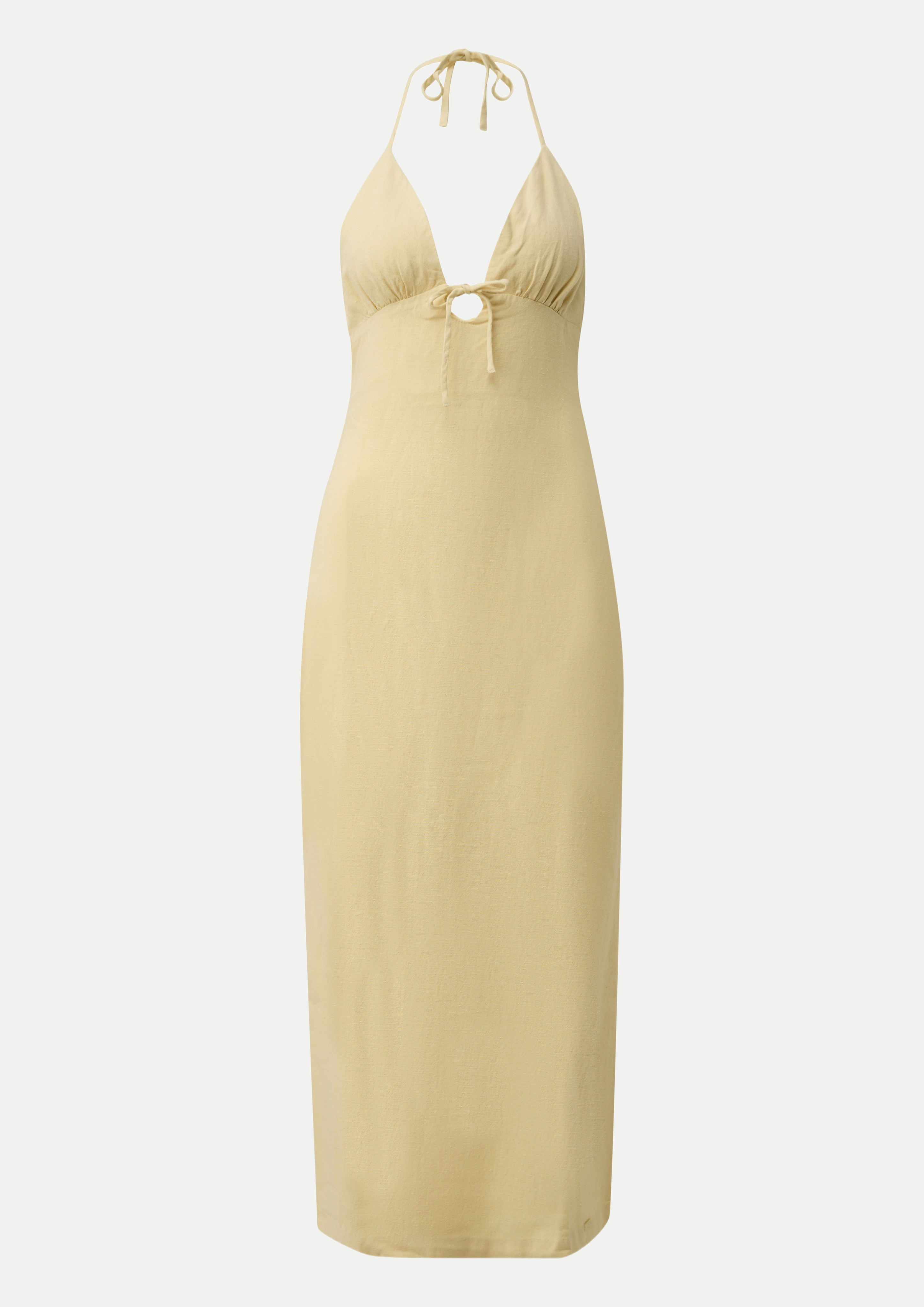 Maxikleid aus Leinenmix Beige 38