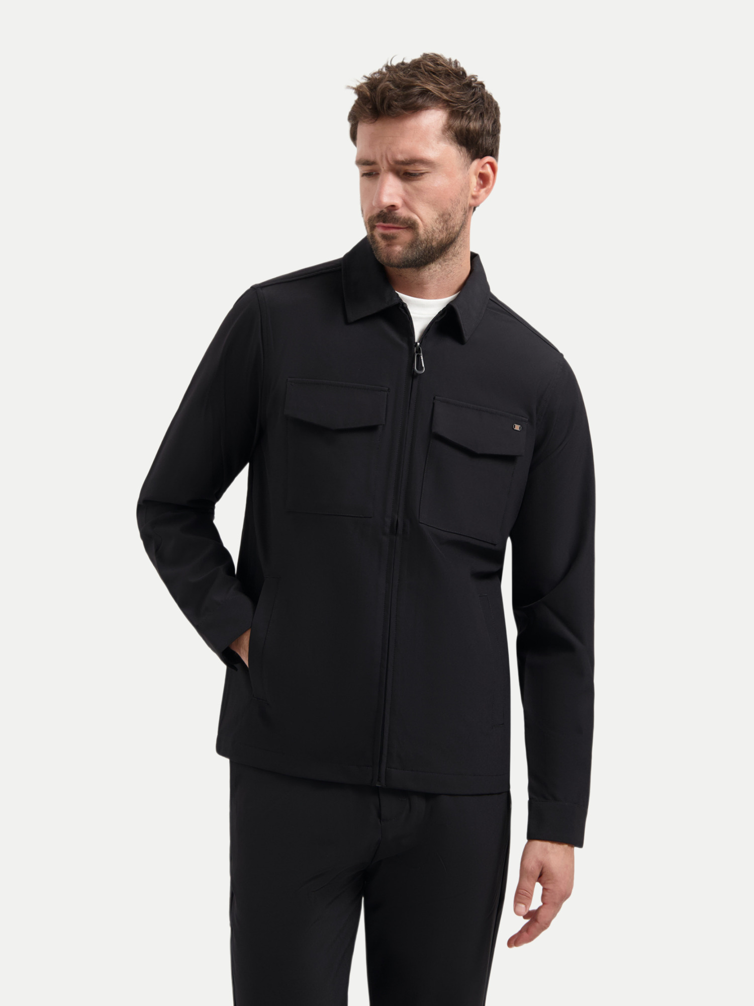 Overshirt Full Zipper Schwarz L