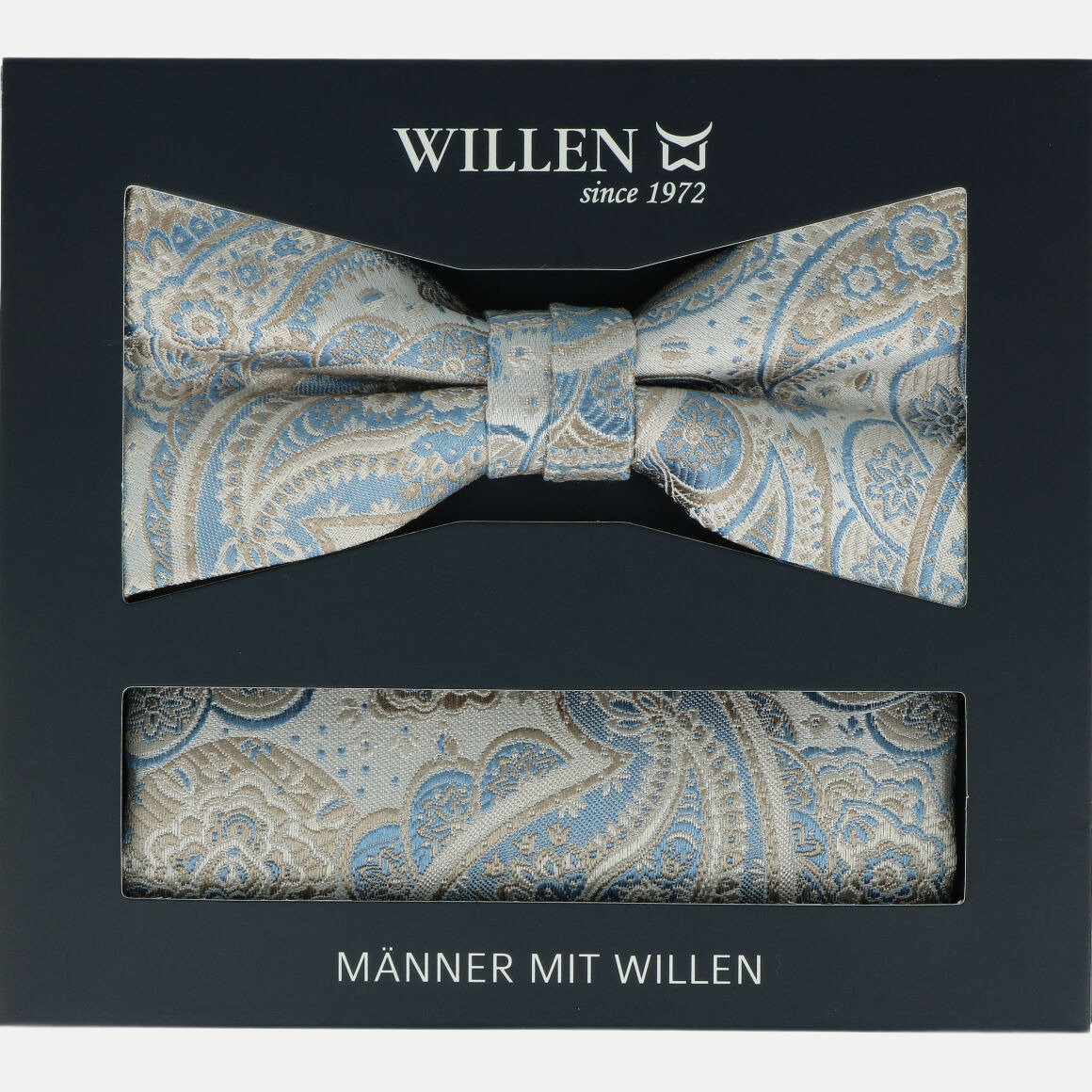Fliege + Einstecktuch Set Blau