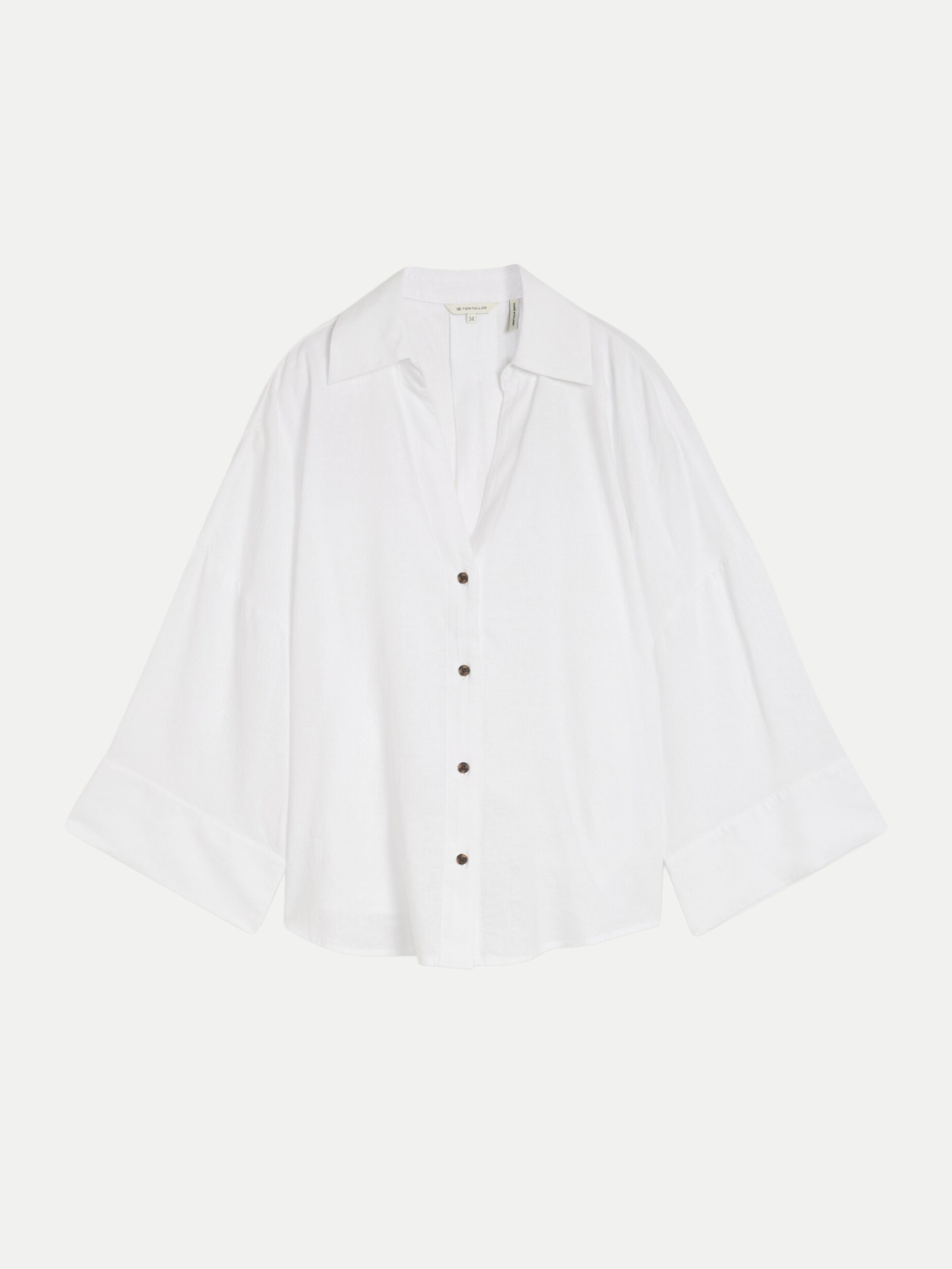 Leinenbluse mit 3/4 Arm Weiß 36