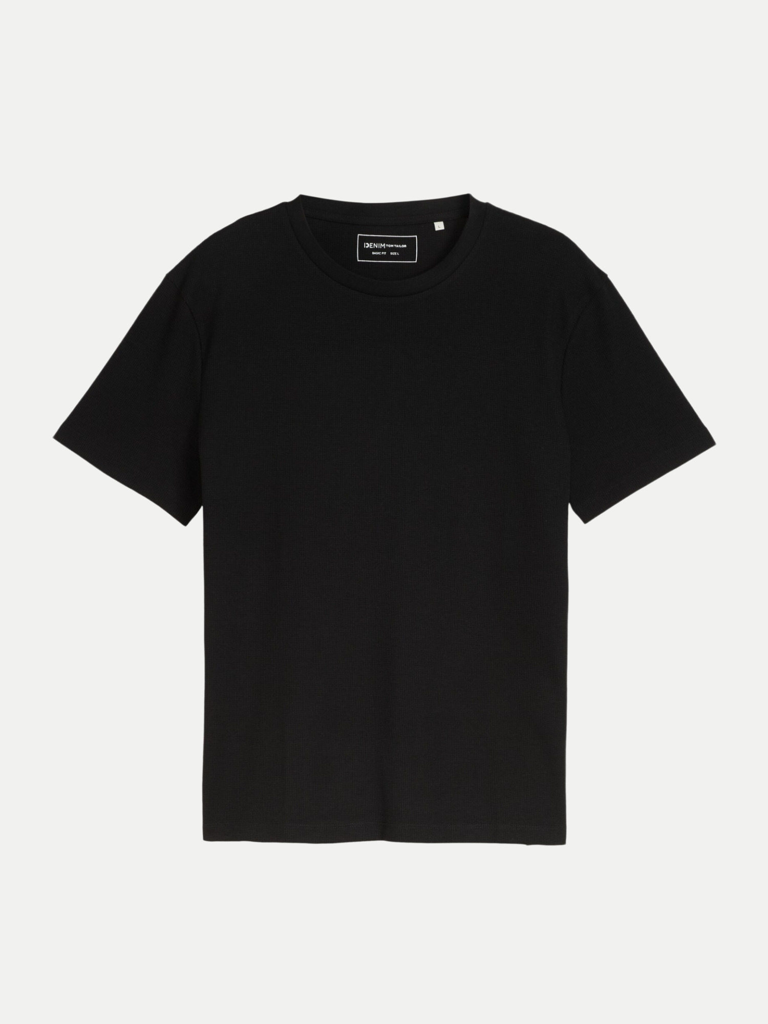 T-Shirt in Waffel-Optik Schwarz L