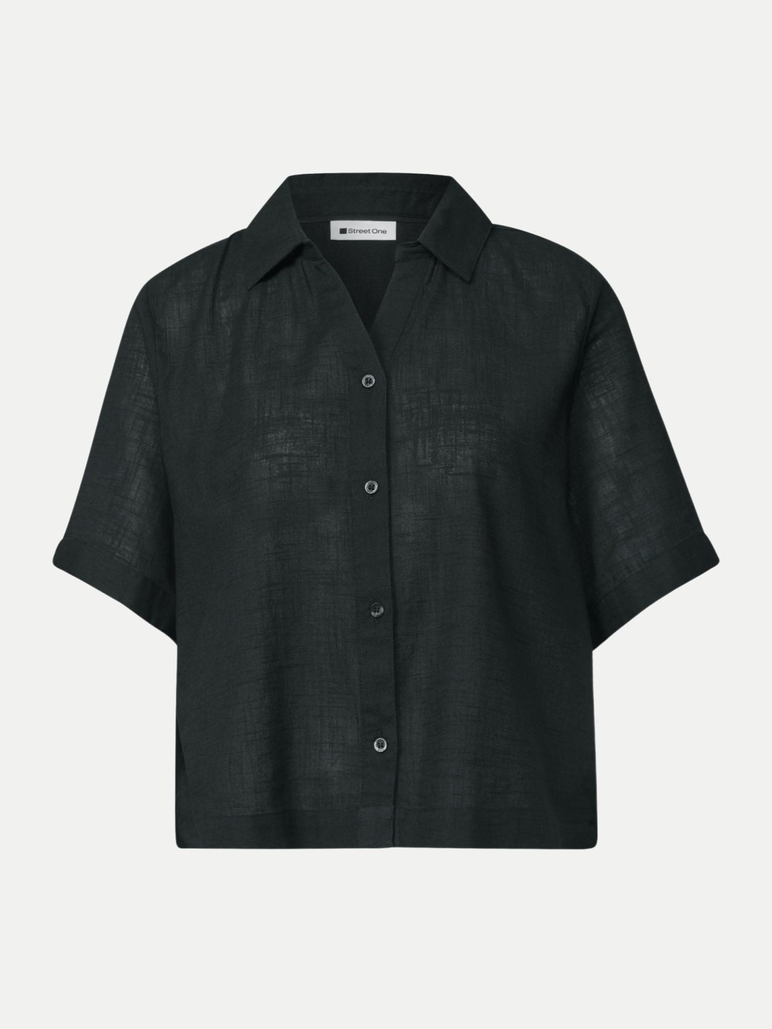 Kurzarm Hemdbluse Schwarz 38