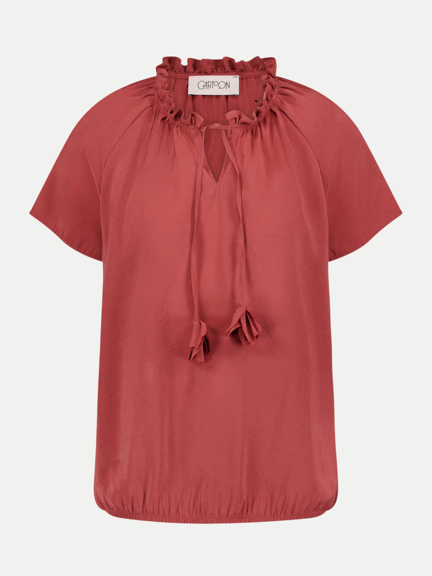 Bluse mit Rüschenkragen Rot 36
