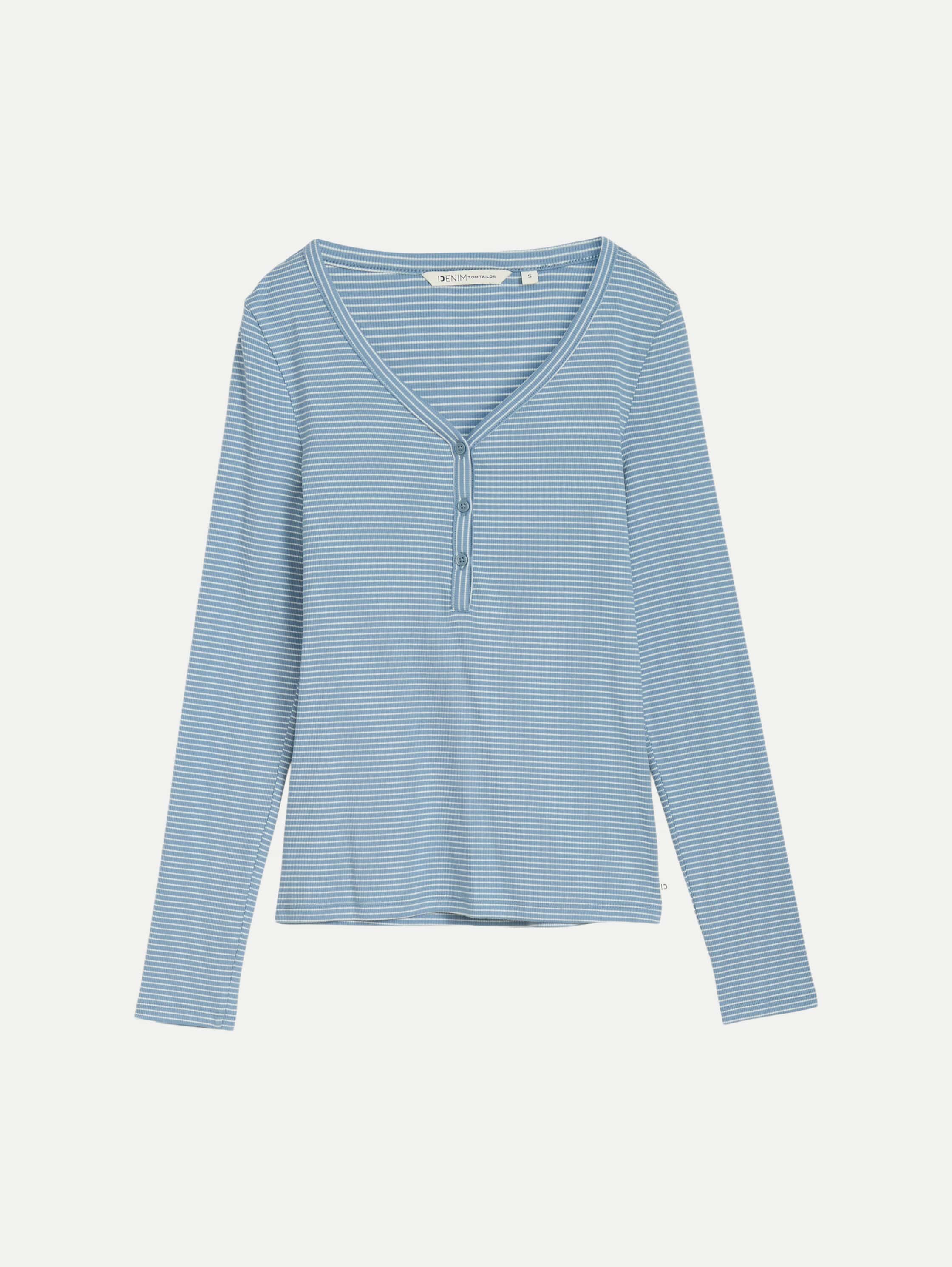Langarmshirt mit Streifenmuster Blau M