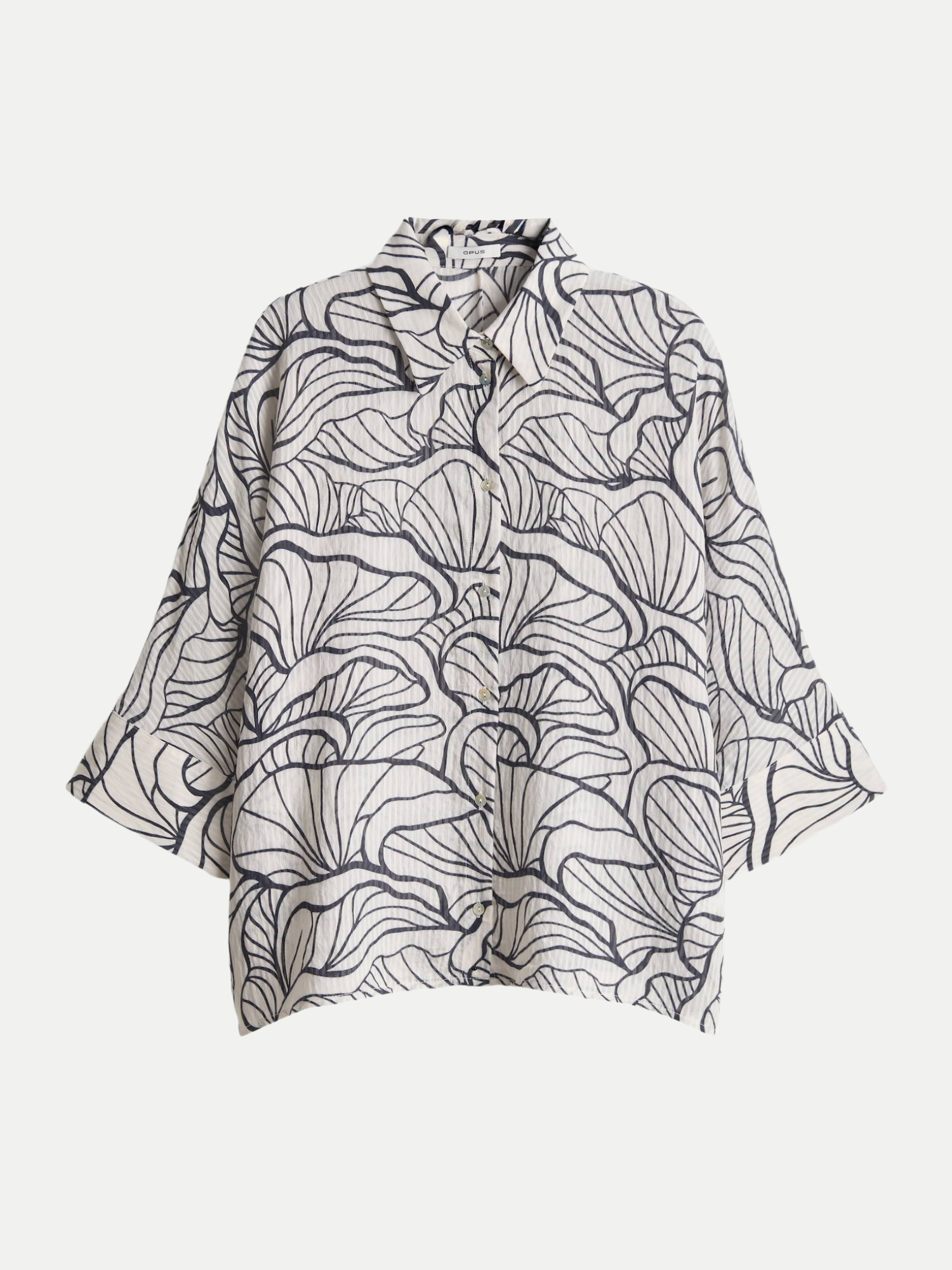 Printbluse Fashell mit Webstreifen Weiß 38