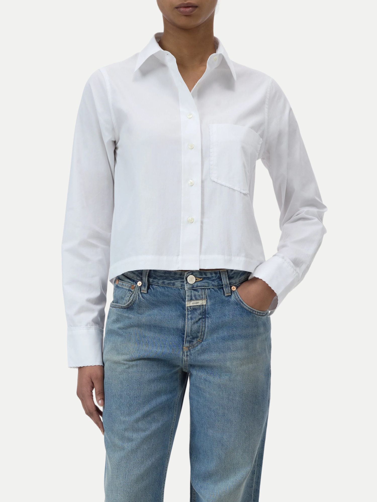 Bluse mit Spitzen-Details Weiß S