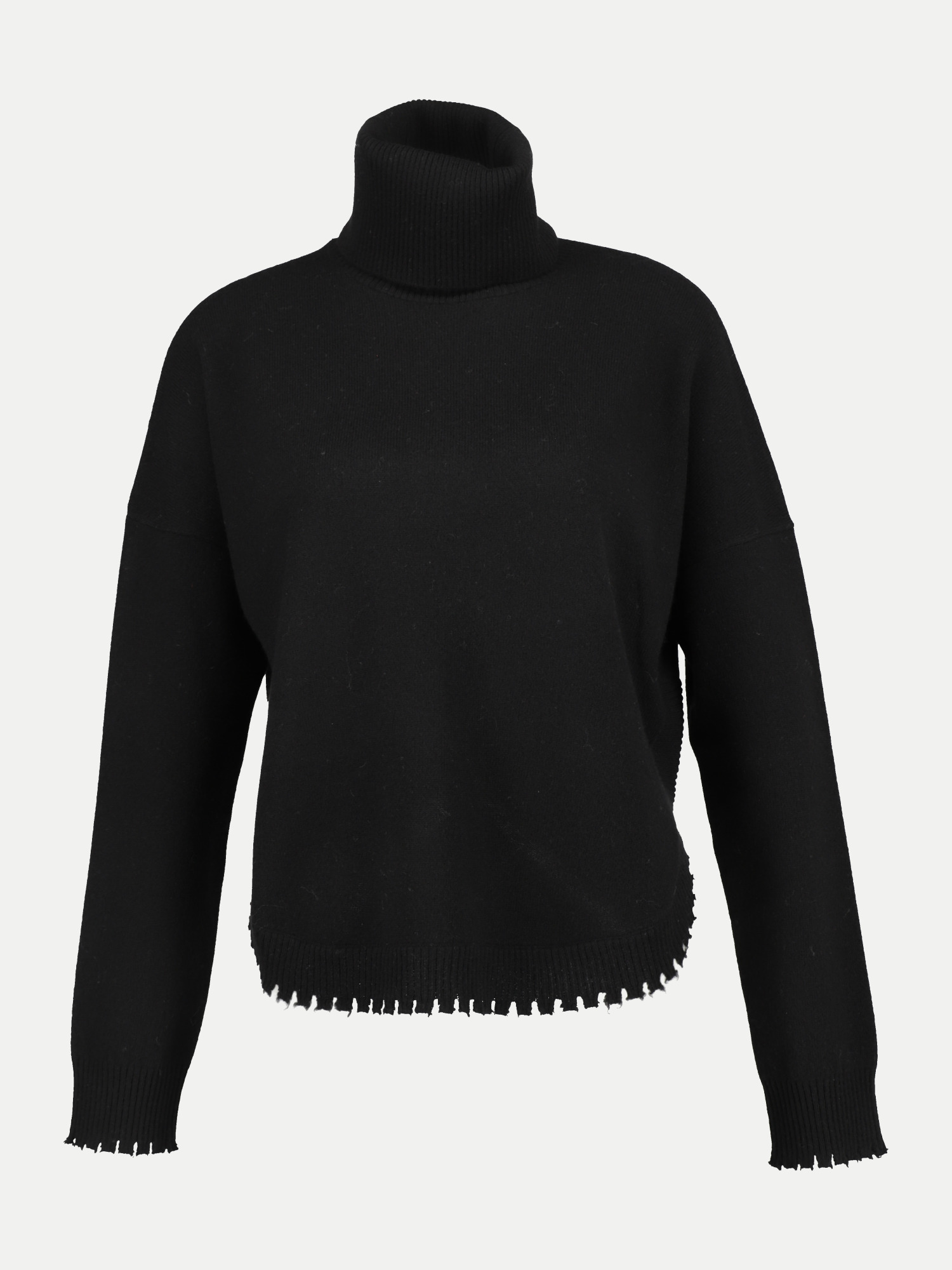 Rollkragenpullover mit Mausezähnchen-Bund Schwarz 36