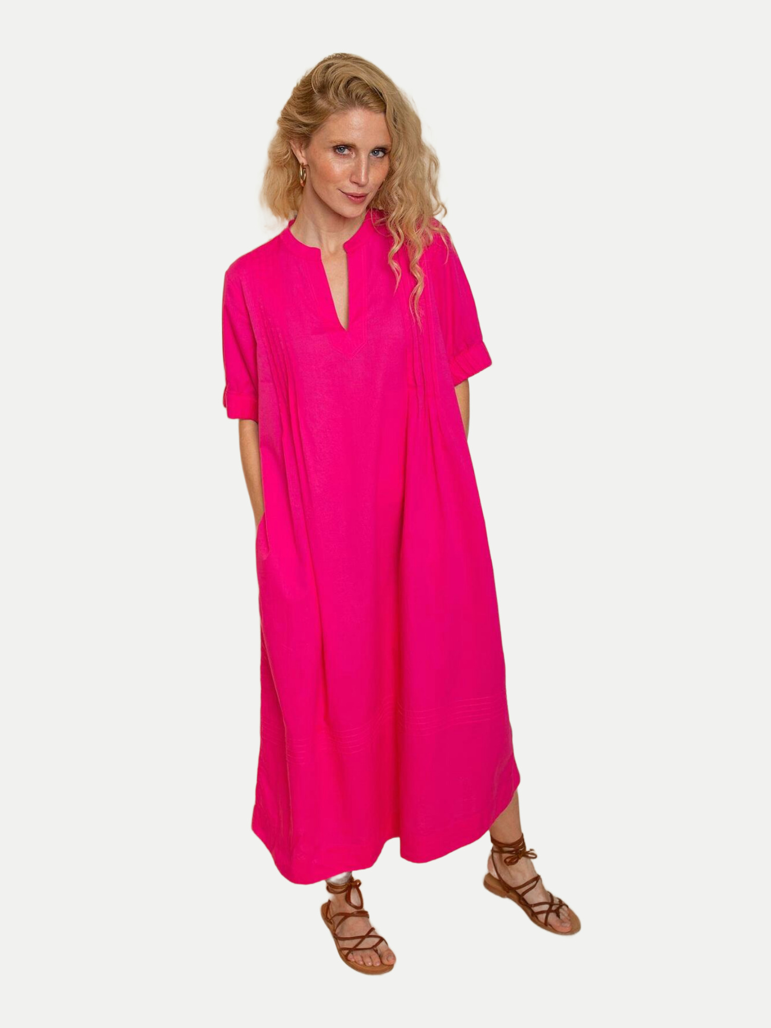 Maxi-Kleid mit V-Ausschnitt Pink 42