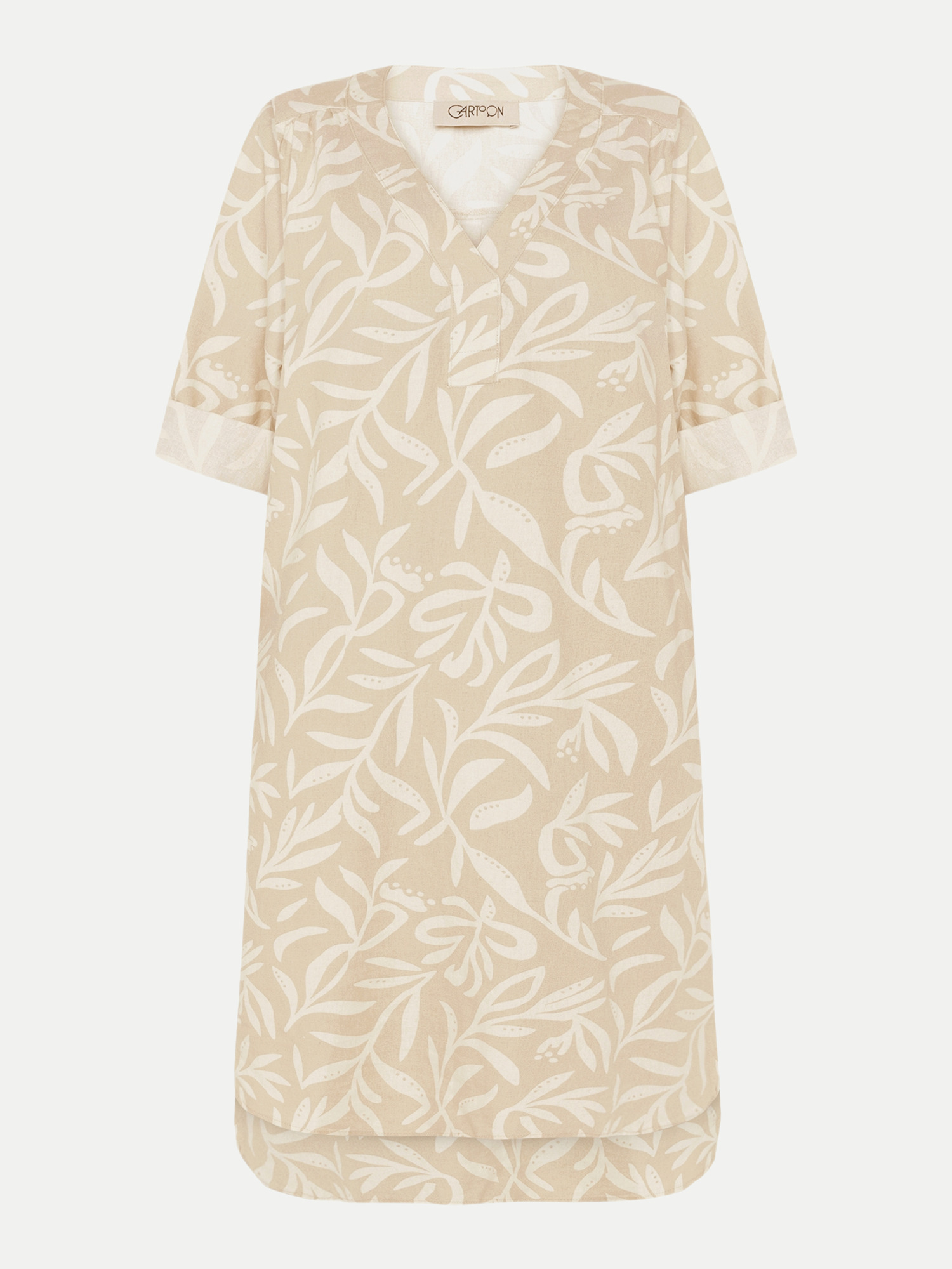 Tunikakleid mit Alloverprint Beige 40