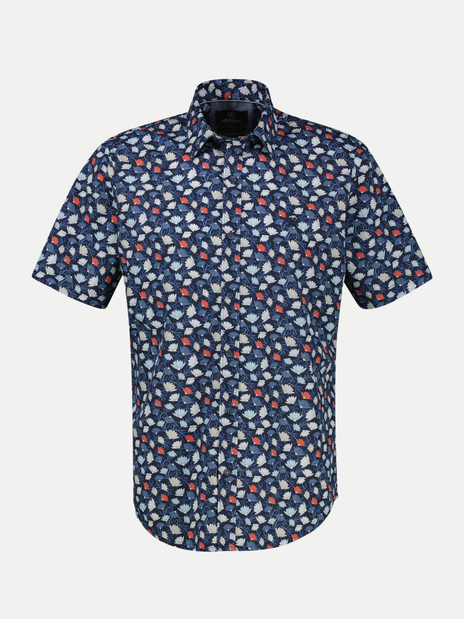 Lerros Kurzarmhemd Floral Blau XL