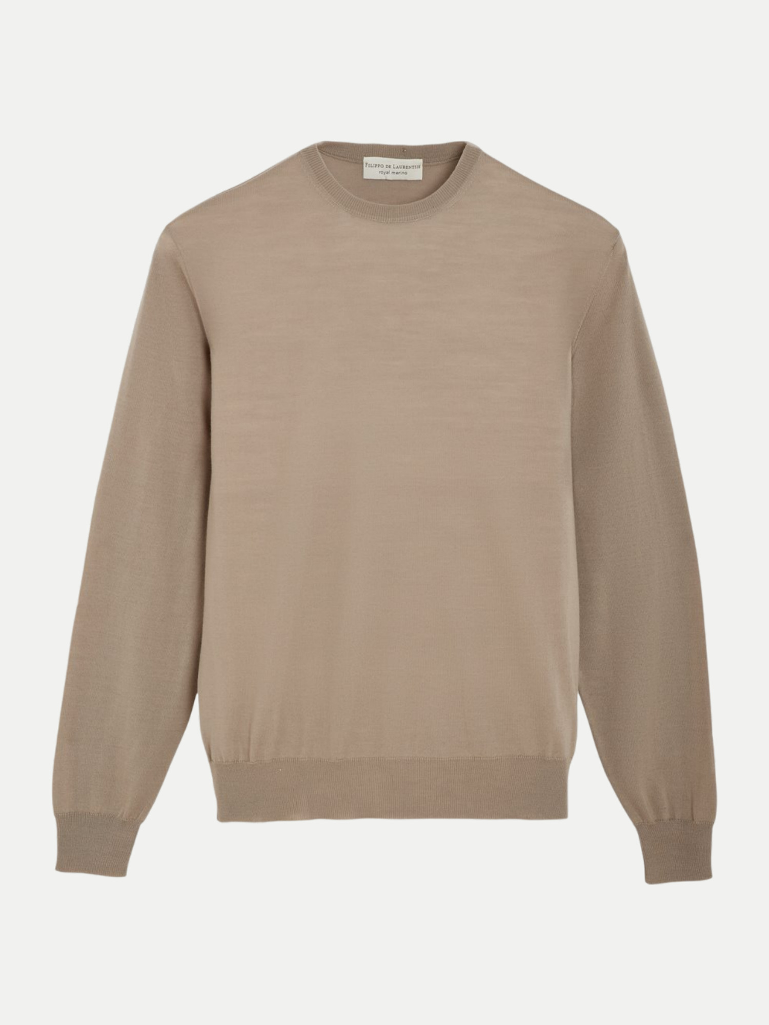 Rundhalspullover in 100% Merino Beige 52