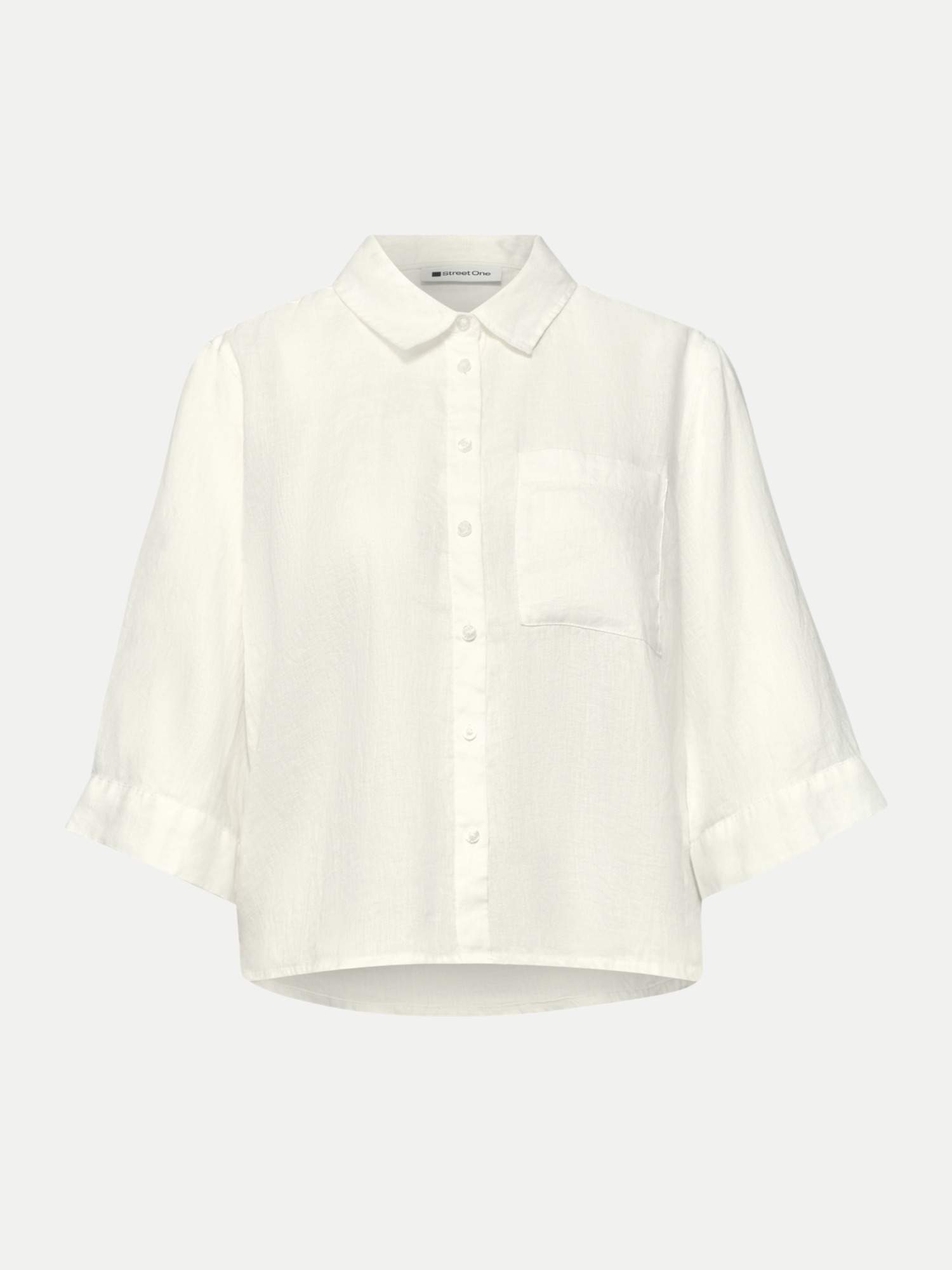 Leinenbluse mit 3/4-Arm Weiß 38